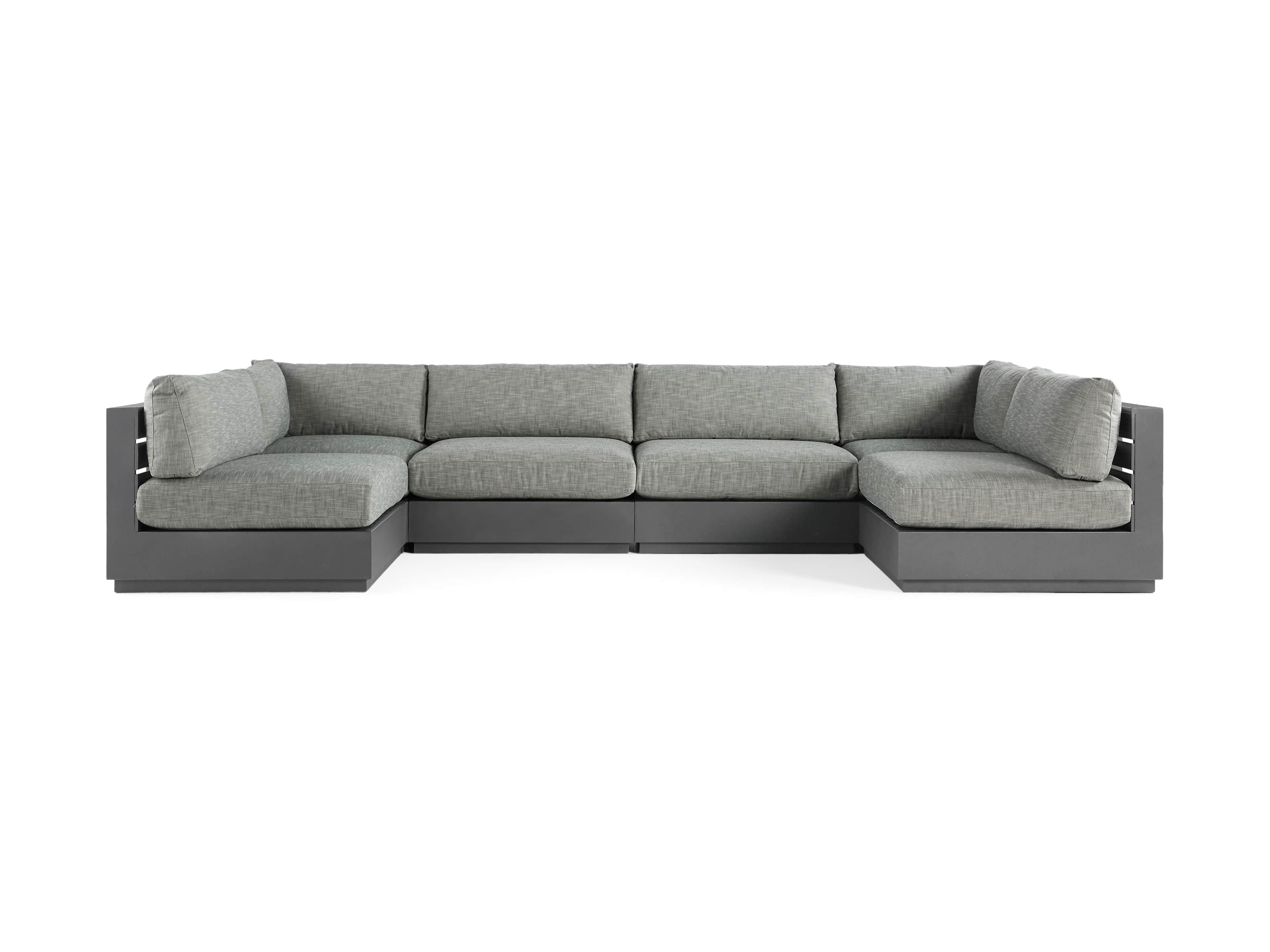 Bal Harbour Outdoor Aluminum Six Piece U Shape Sectional, slide 2 of 5