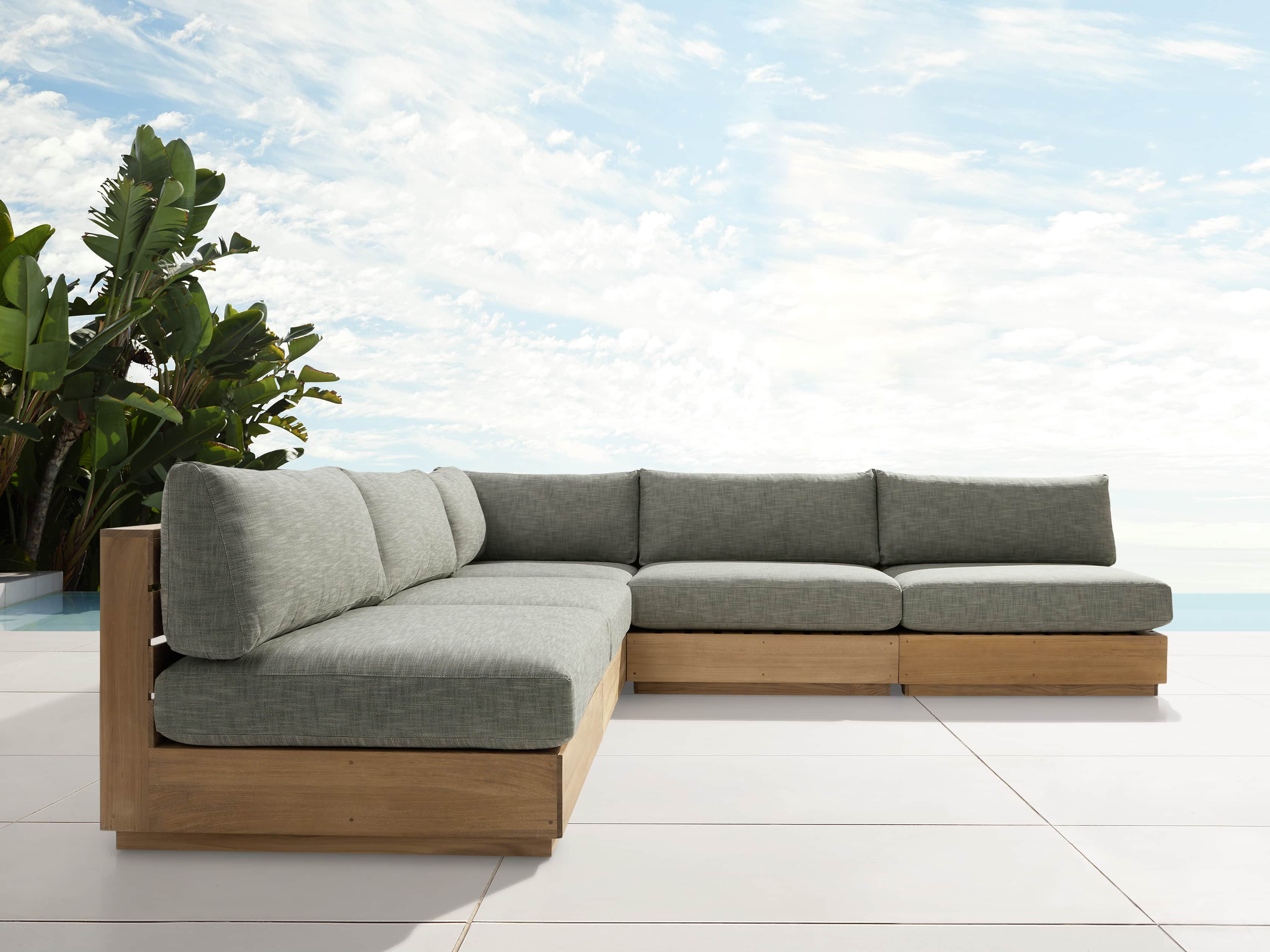 View the Bal Harbour Outdoor Teak Five Piece Corner Sectional | Variant: STARBOARD MINK