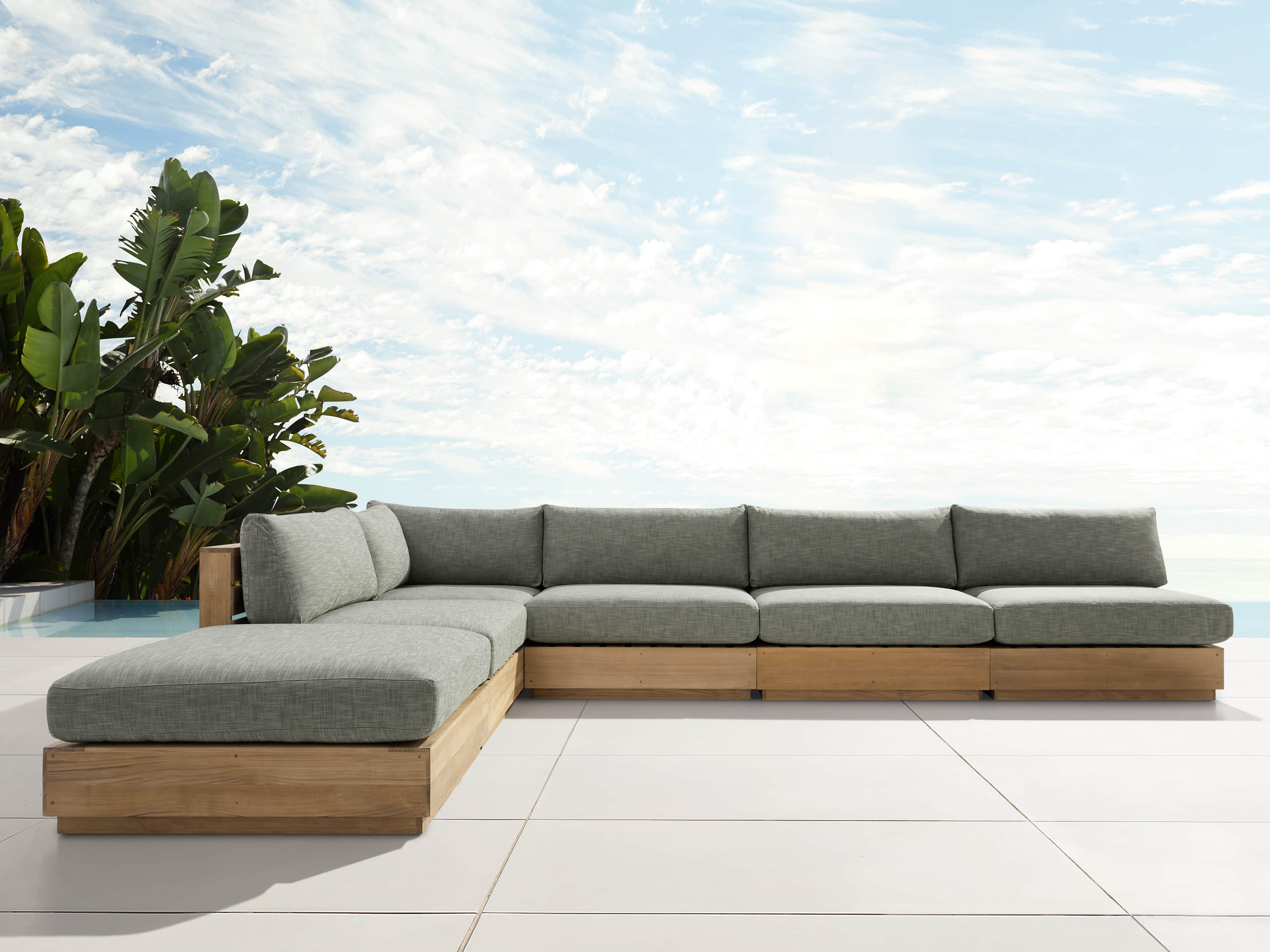 View the Bal Harbour Outdoor Teak L-Shaped Six Piece Sectional | Variant: STARBOARD MINK