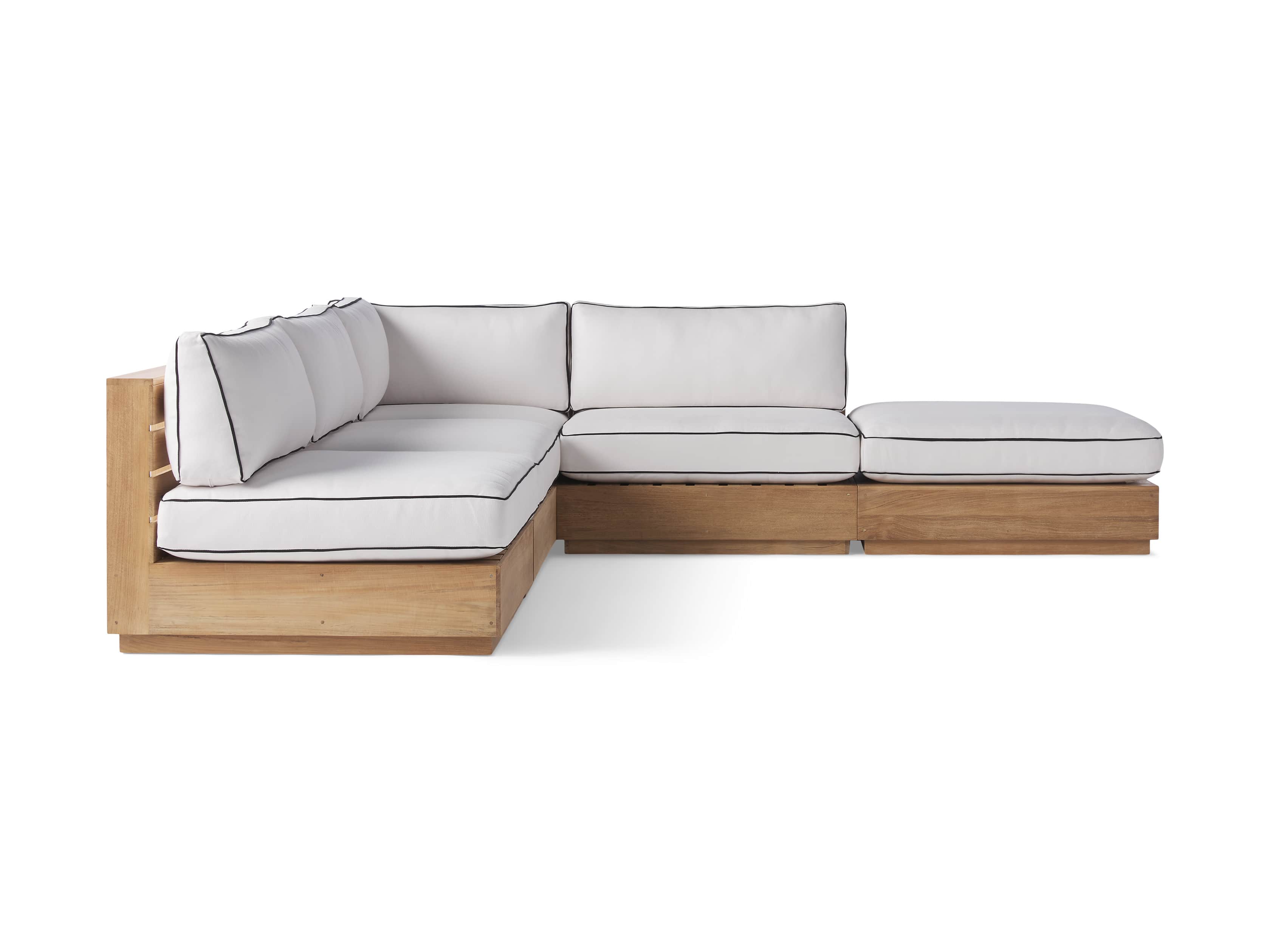Bal Harbour Outdoor Teak 117" Five Piece L-Shaped Sectional with Flange, slide 2 of 6