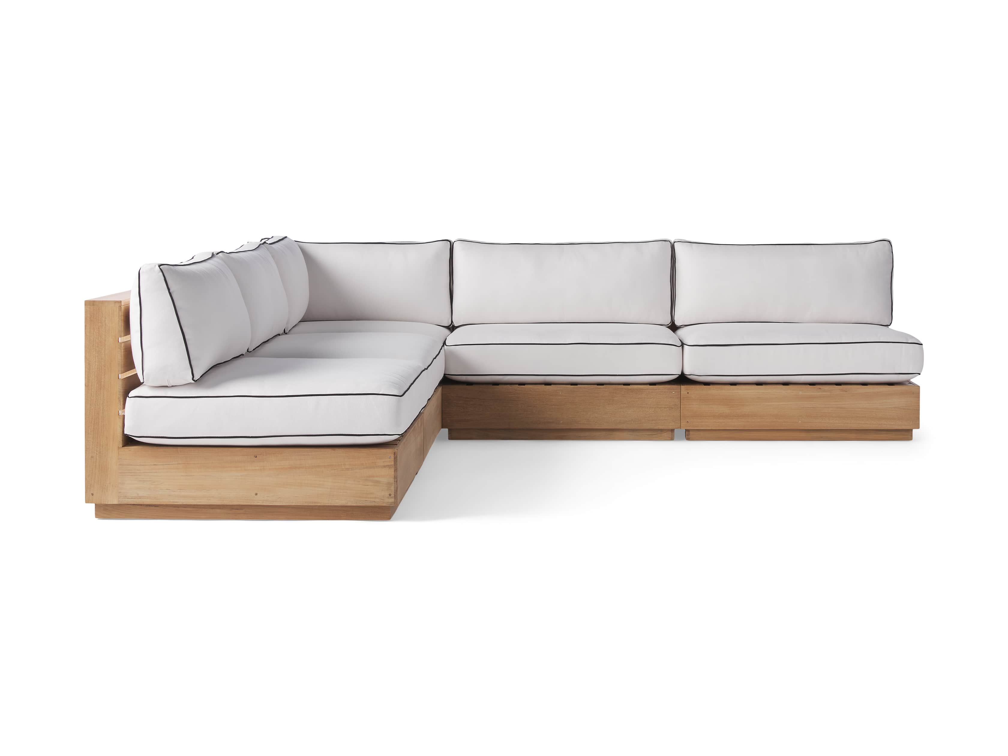 Bal Harbour Outdoor Teak 117" Five Piece Corner Sectional with Flange, slide 3 of 7