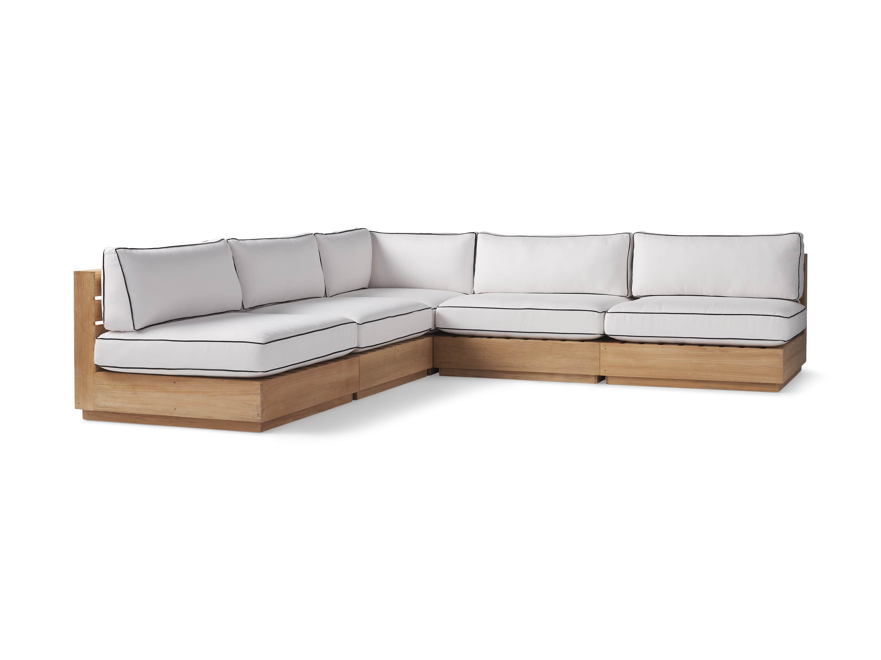 Bal Harbour Outdoor Teak 117" Five Piece Corner Sectional with Flange, slide 4 of 7