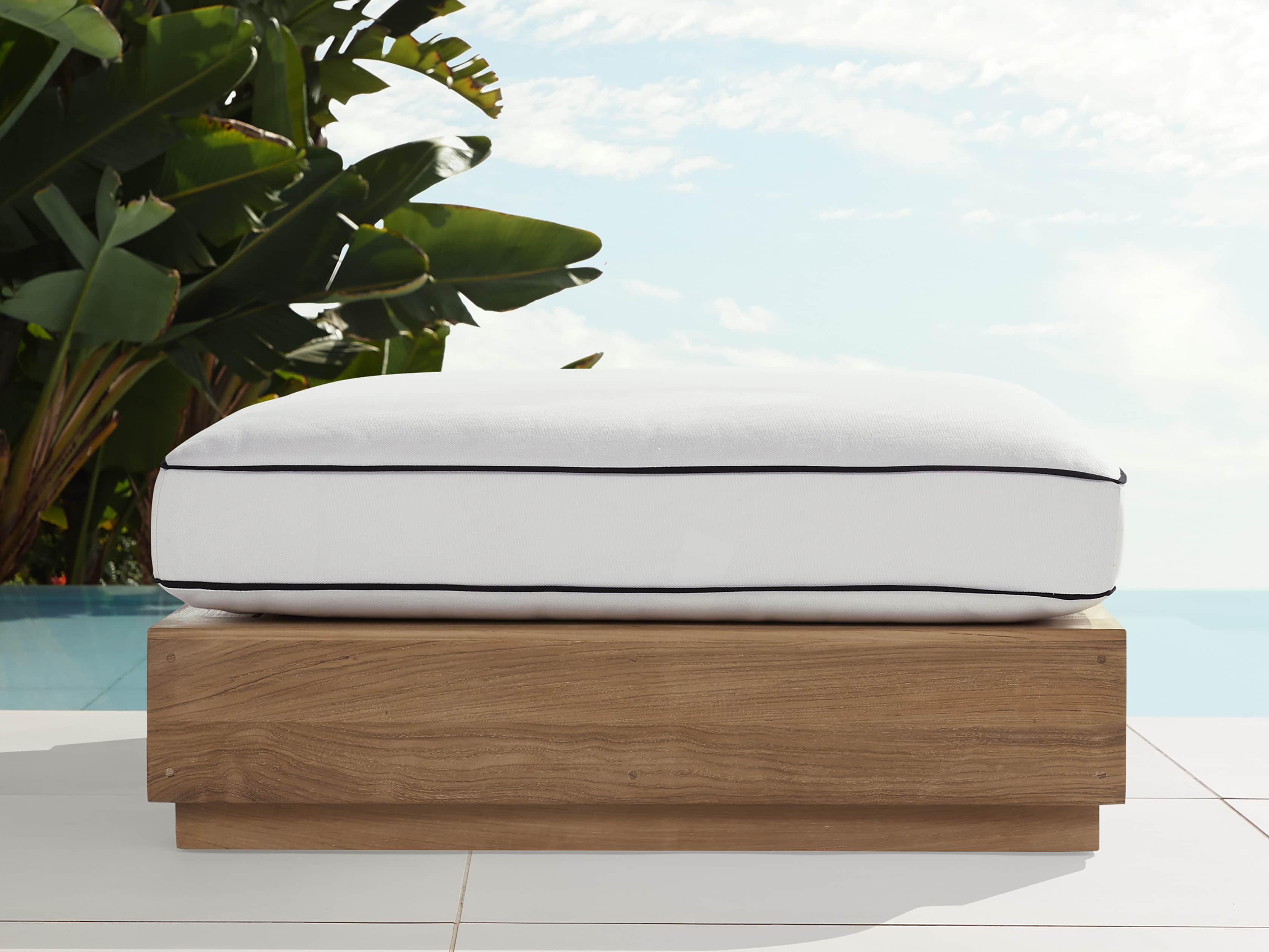 Bal Harbour Outdoor Teak 39" Ottoman with Flange, slide 1 of 5