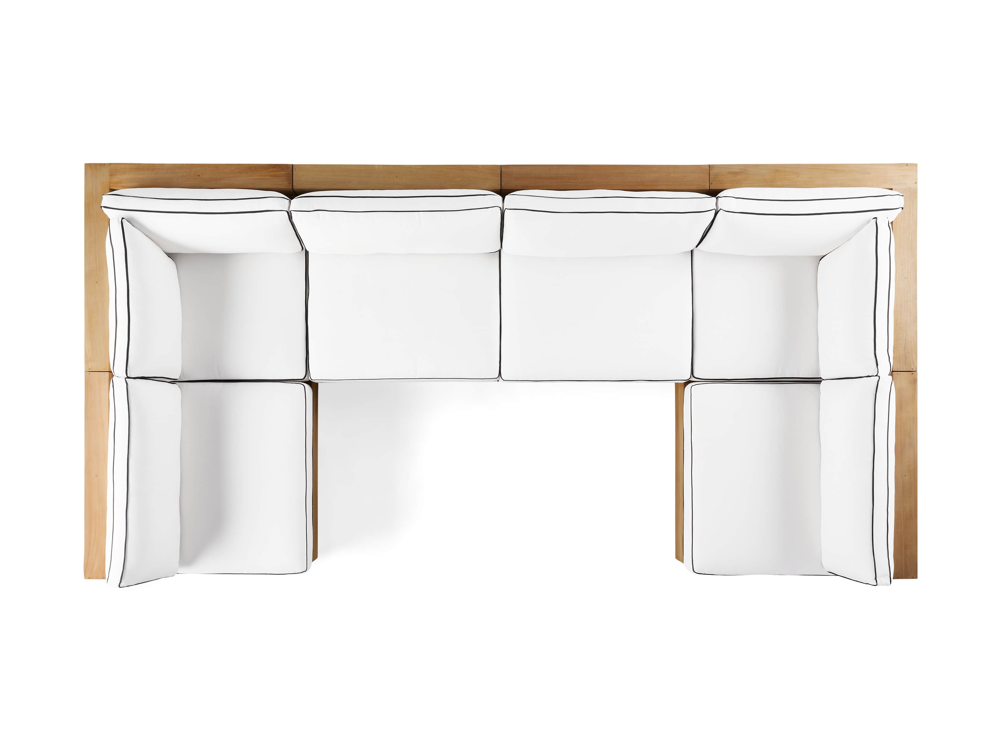 Bal Harbour Outdoor Teak 156" Six Piece U-Shaped Sectional with Flange, slide 5 of 6
