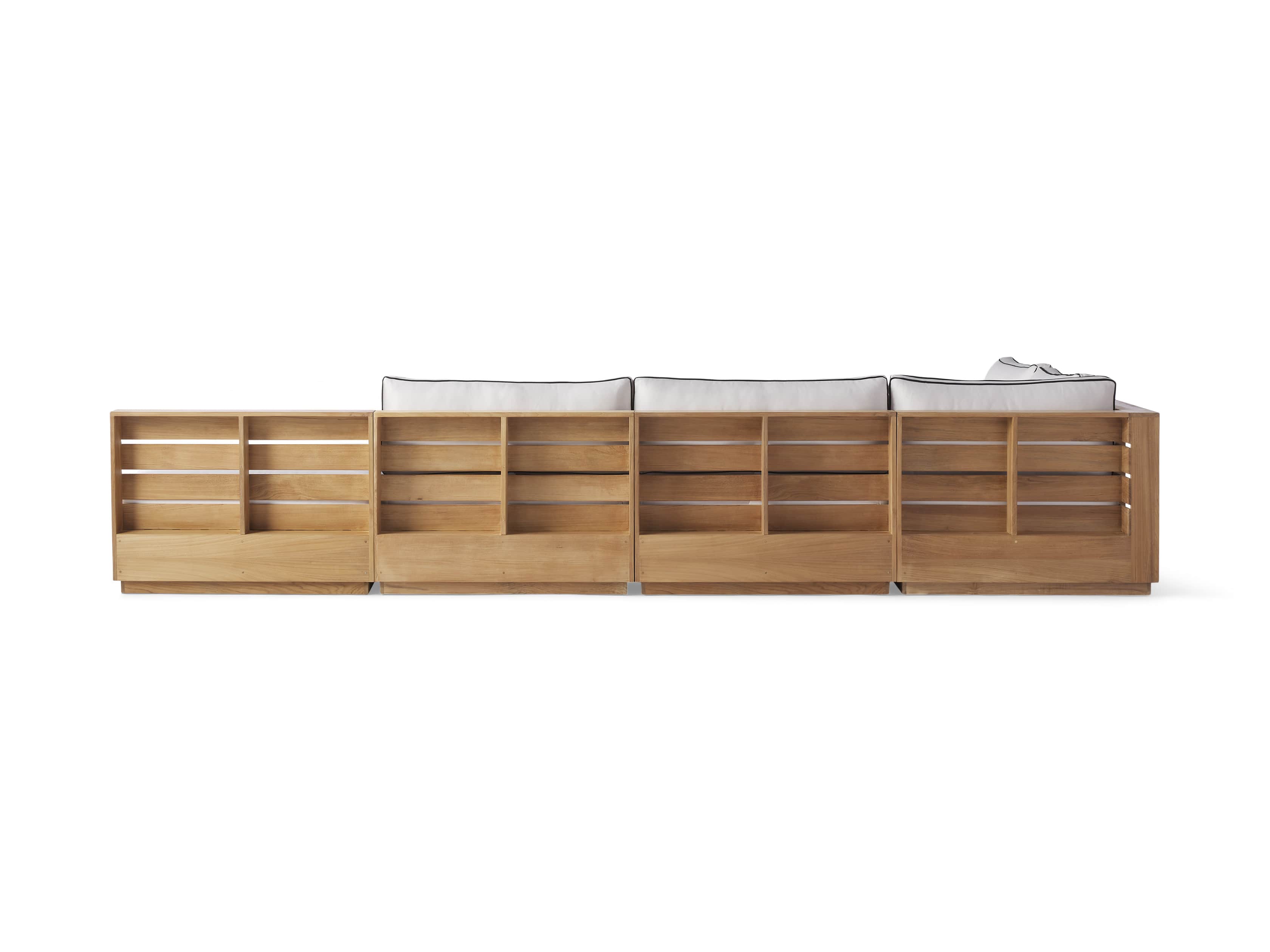 Bal Harbour Outdoor Teak 156" Six Piece L-Shaped Sectional with Flange, slide 5 of 7