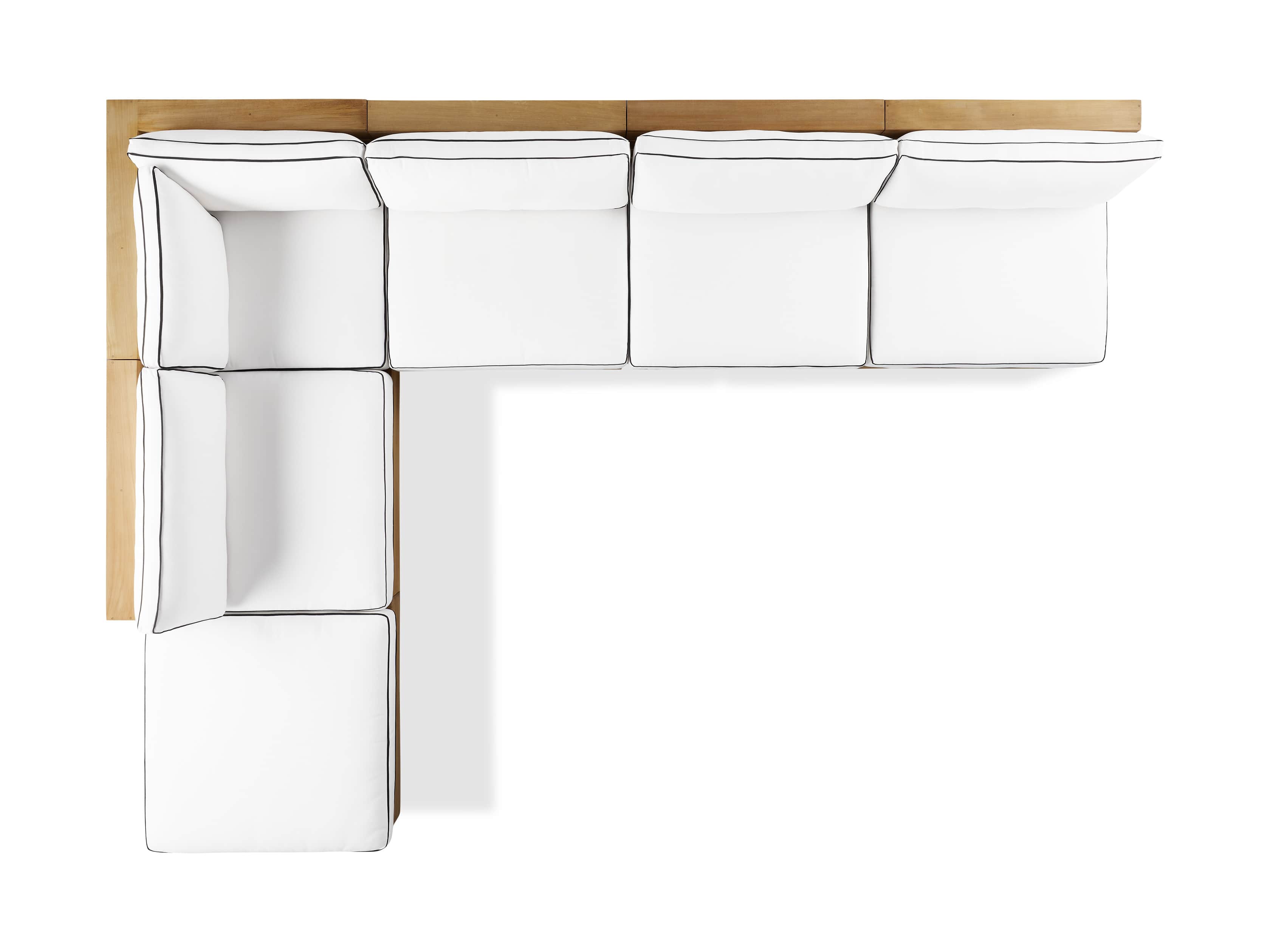 Bal Harbour Outdoor Teak 156" Six Piece L-Shaped Sectional with Flange, slide 6 of 7