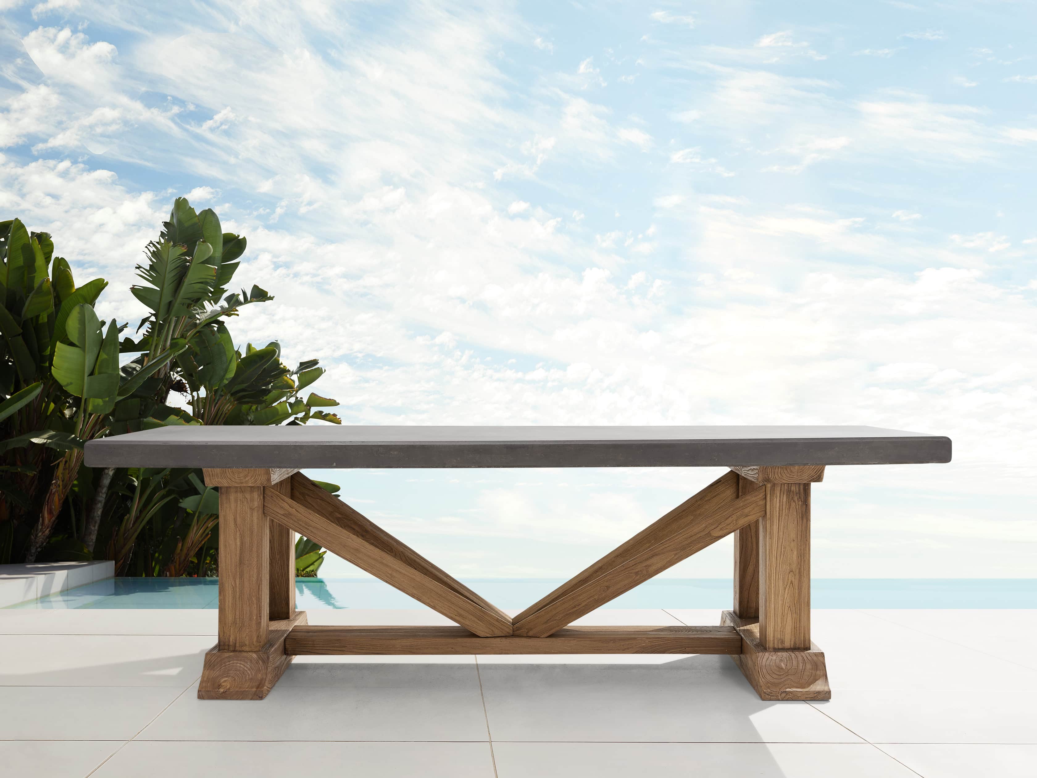 Bourdeaux Outdoor 96" Reconstructed Stone Dining Table, slide 2 of 7