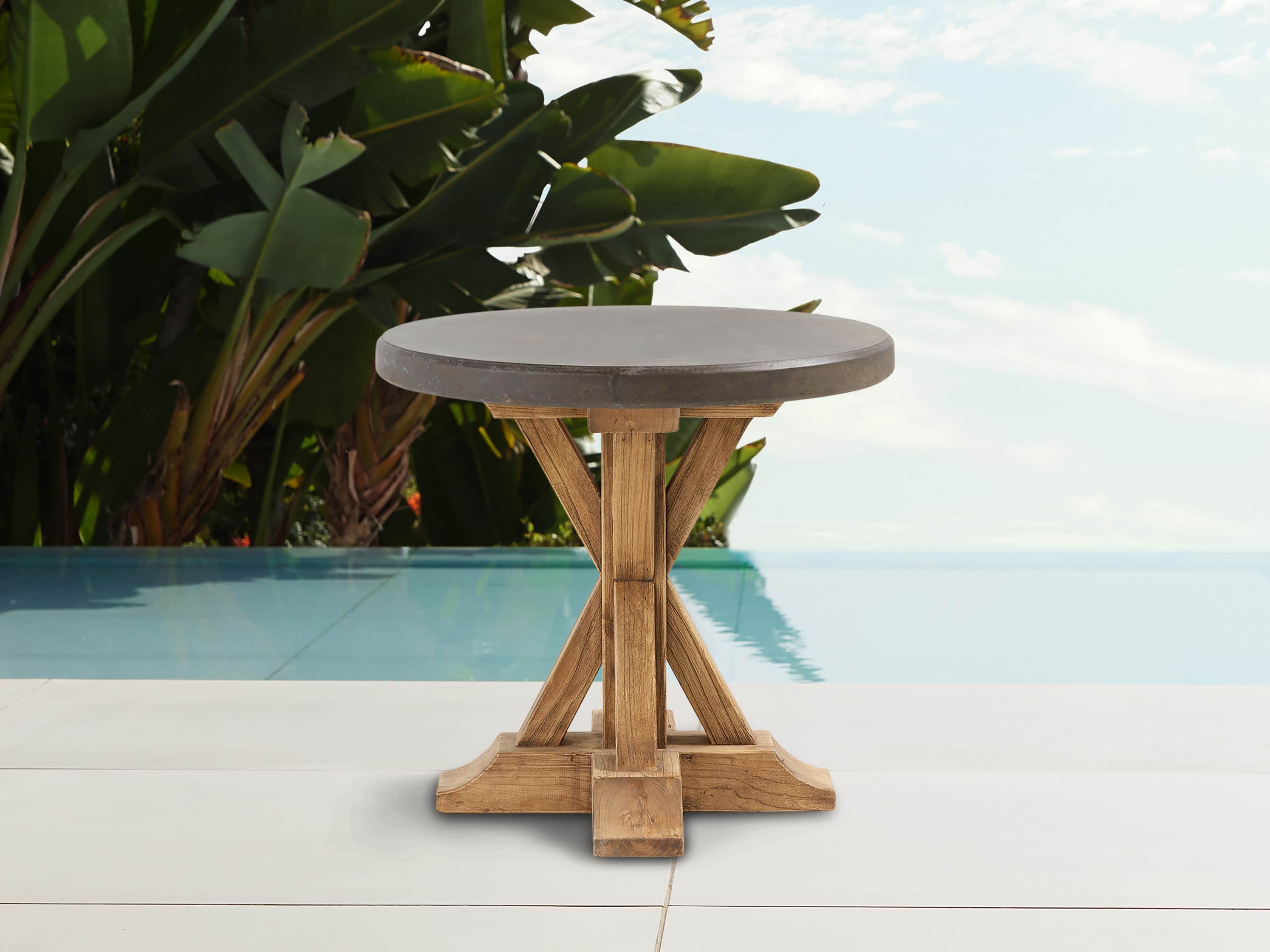 Bourdeaux Outdoor 26" Round End Table