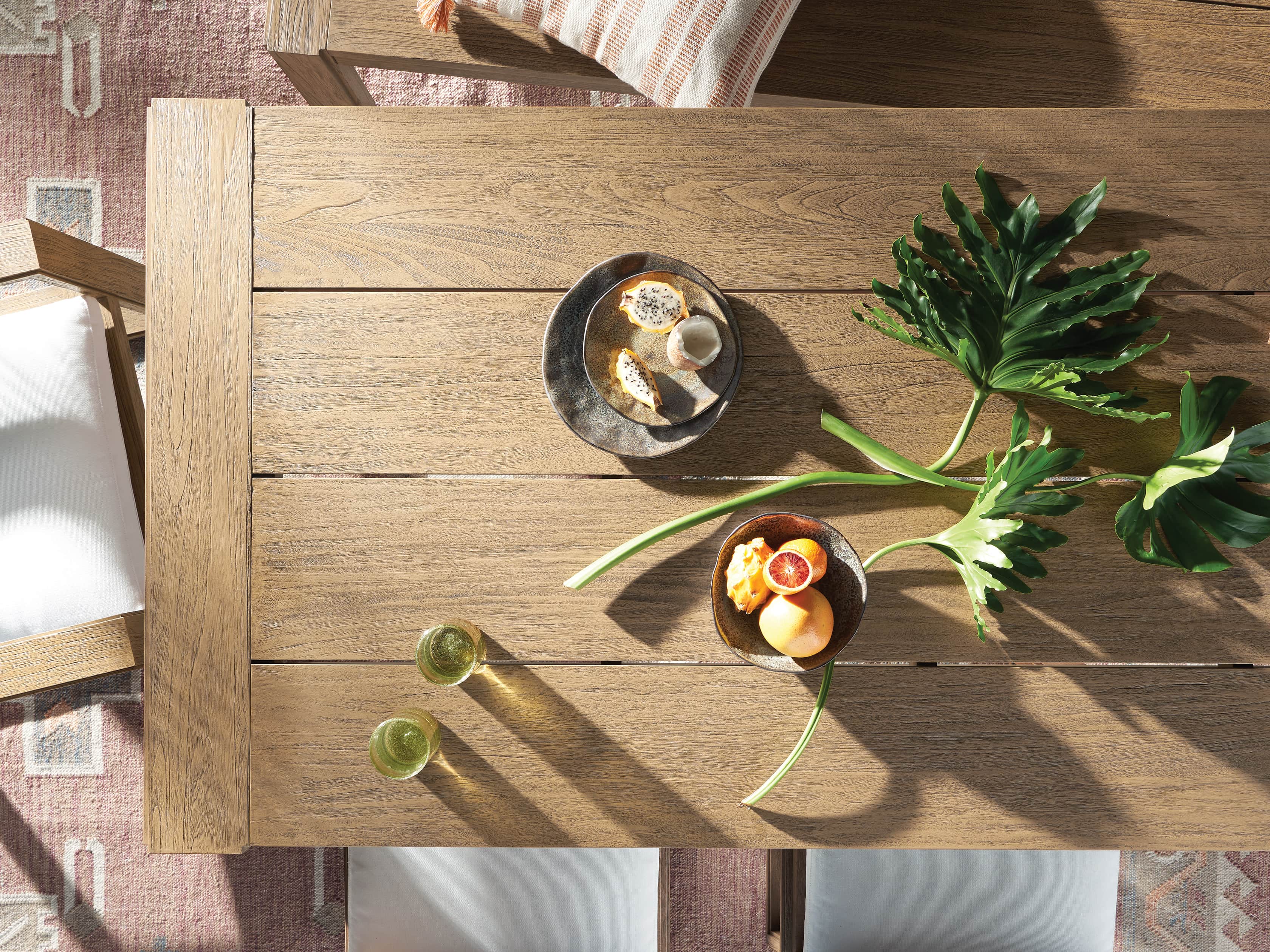 Canyon Outdoor 86" Teak Dining Table in Weathered Fawn, slide 7 of 7