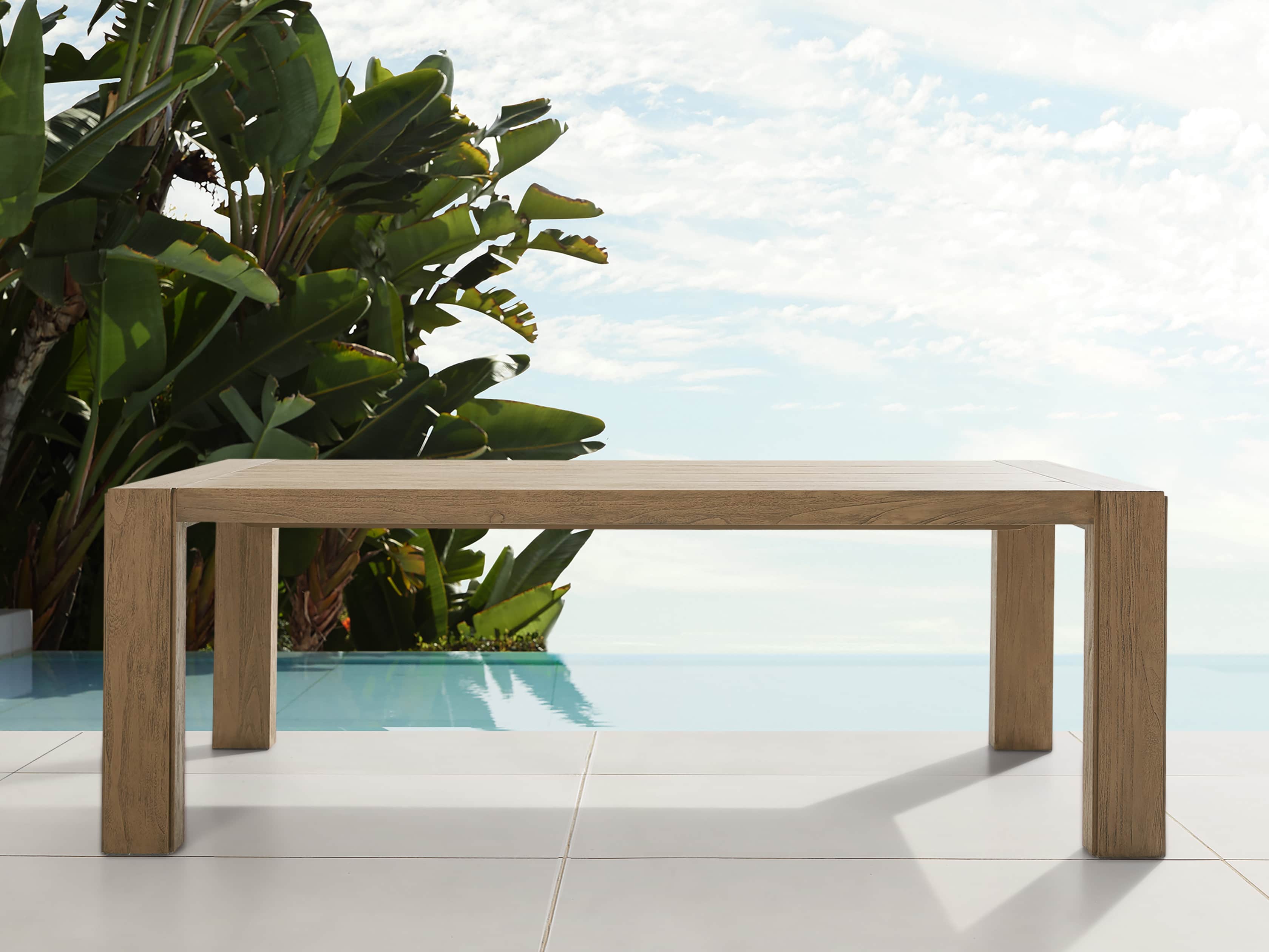 Canyon Outdoor 86" Teak Dining Table in Weathered Fawn, slide 2 of 7