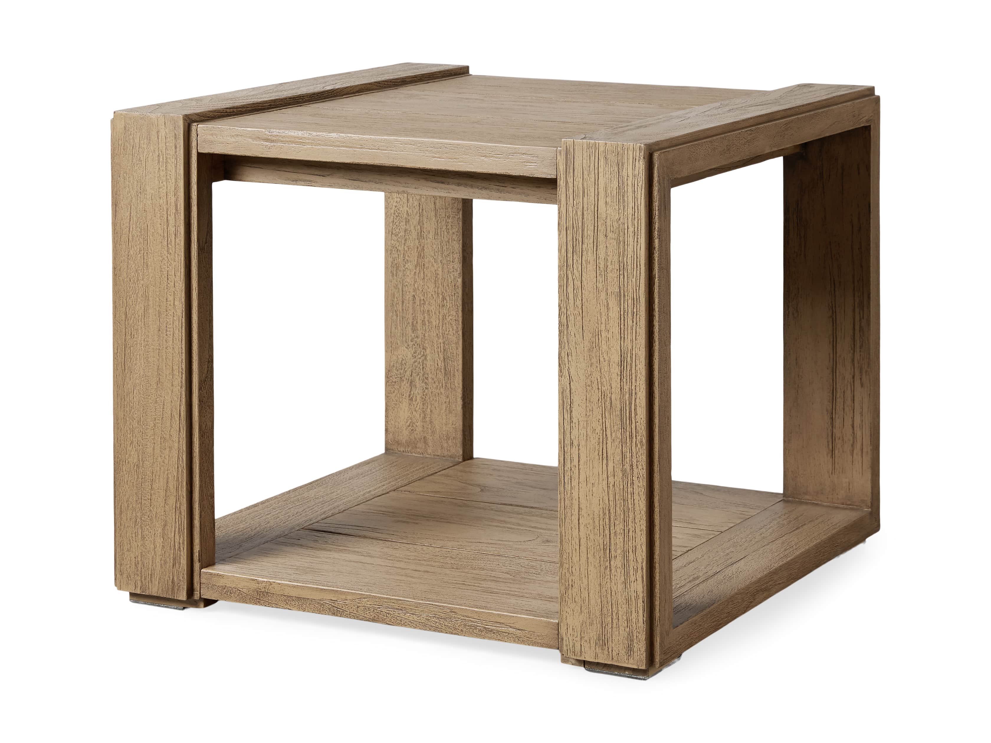 Canyon Outdoor 24" Teak End Table in Weathered Fawn, slide 3 of 6