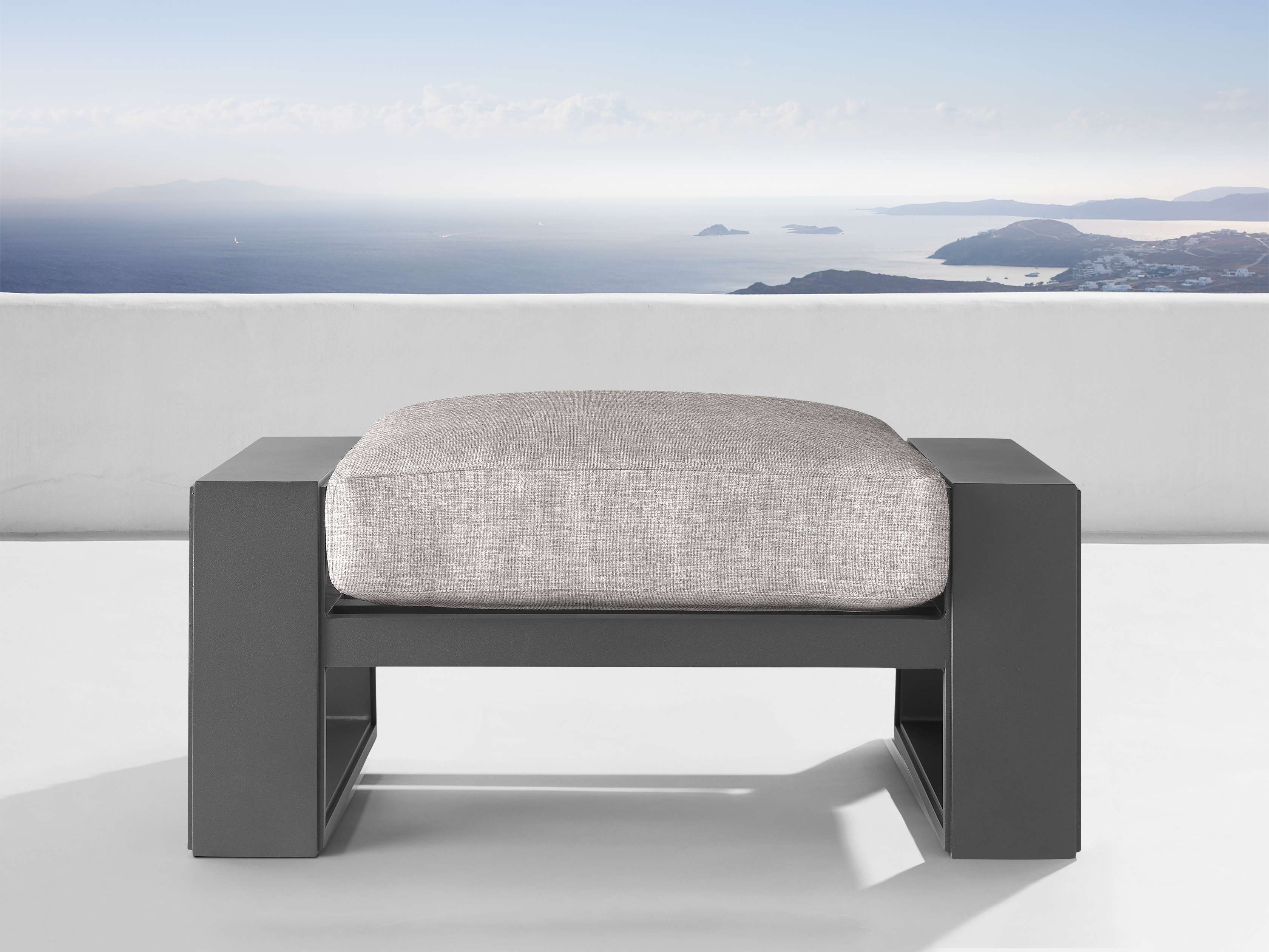 Canyon Outdoor Aluminum Ottoman Arhaus