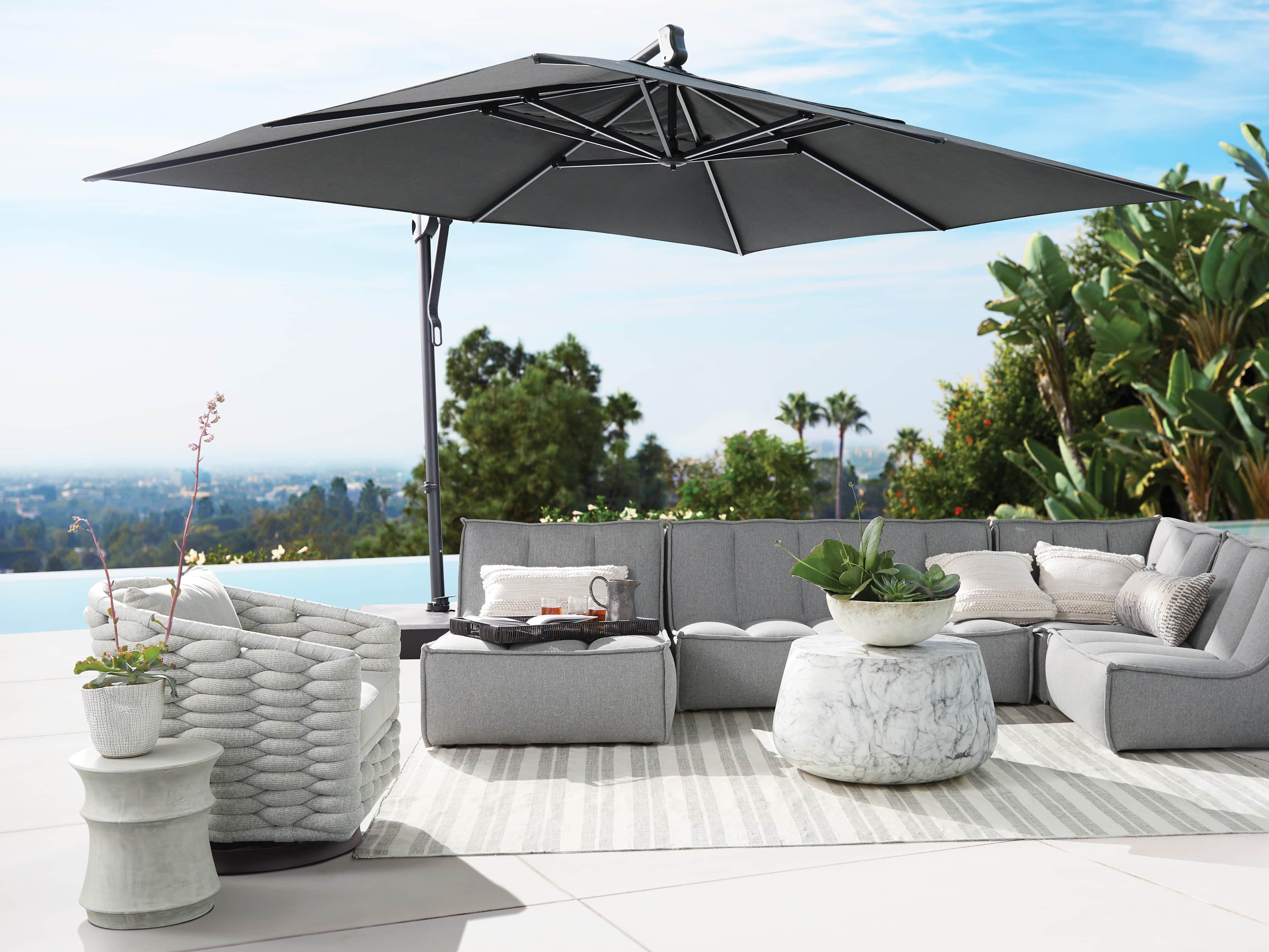 Cantilever 10' x 13' Outdoor Umbrella in Champagne, slide 3 of 5