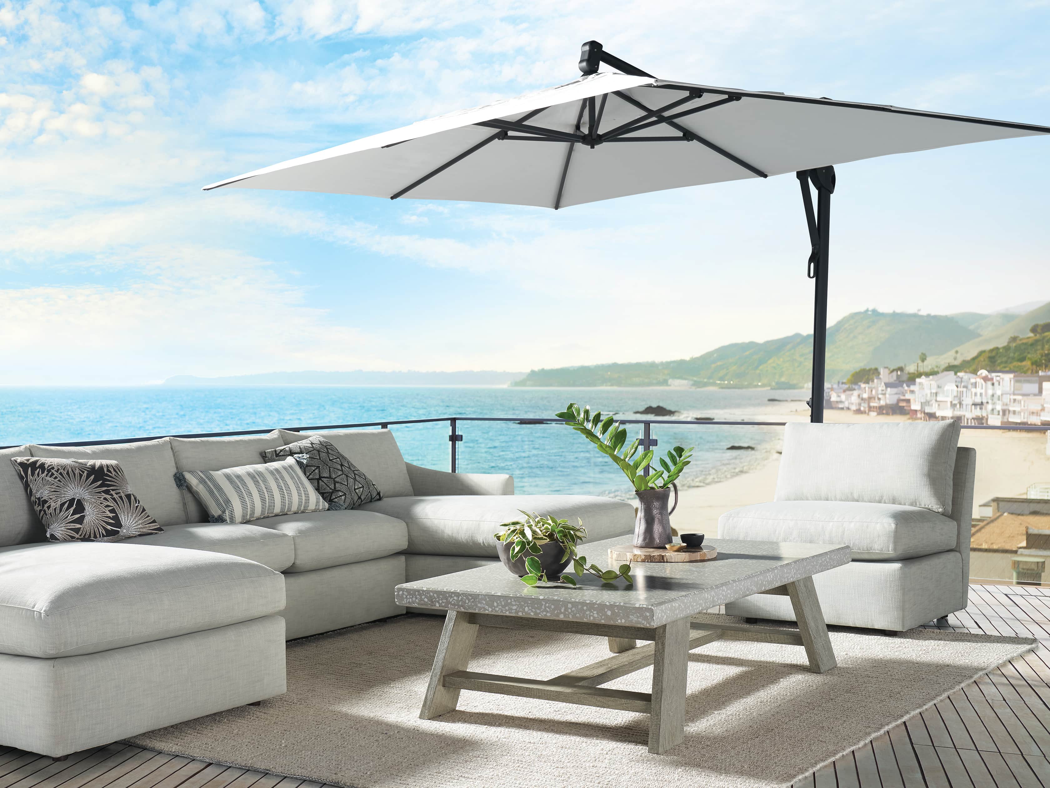 Cantilever 10' x 13' Outdoor Umbrella in Natural, slide 7 of 10