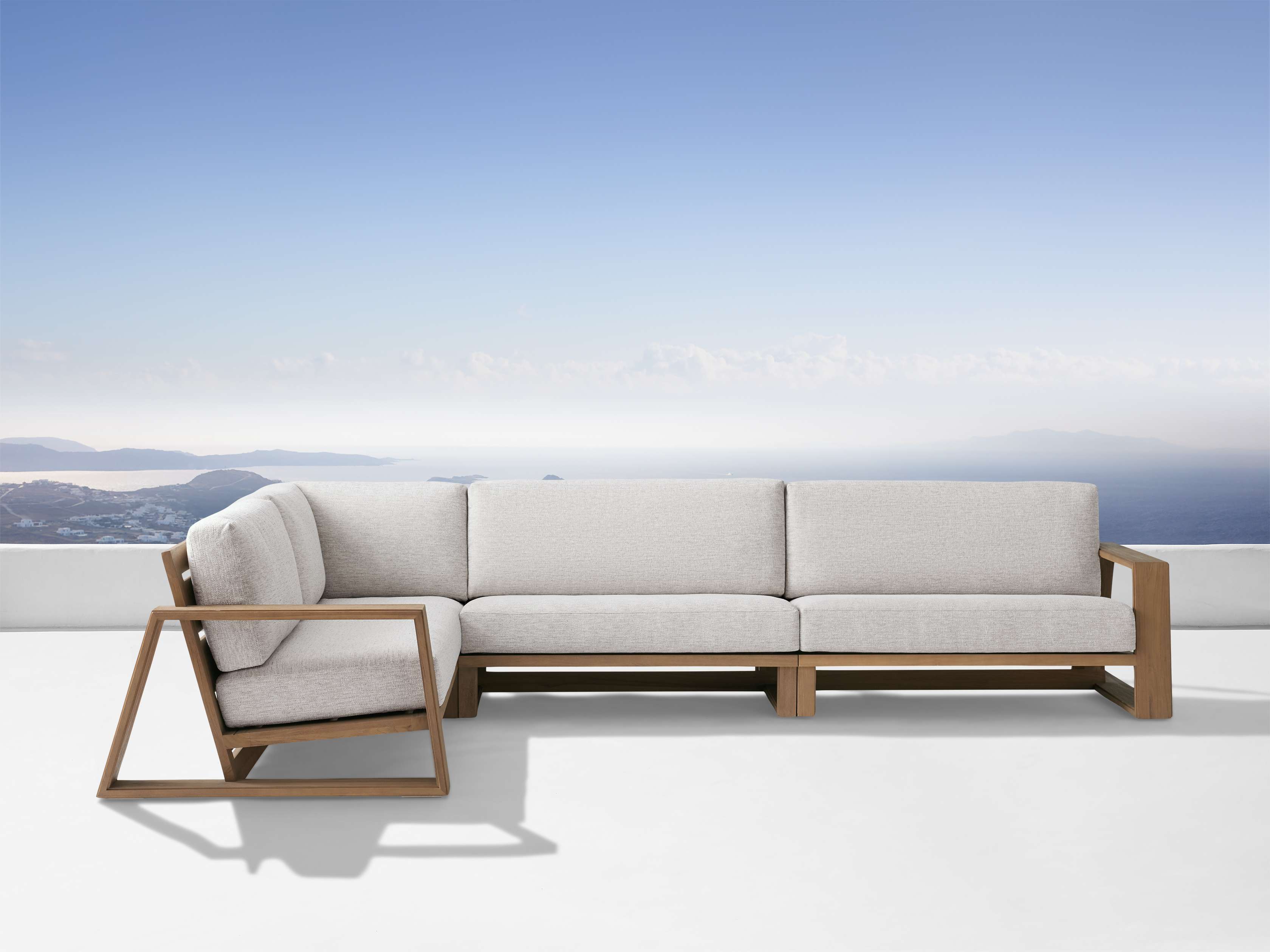 Canyon Outdoor Teak Three-Piece Sectional