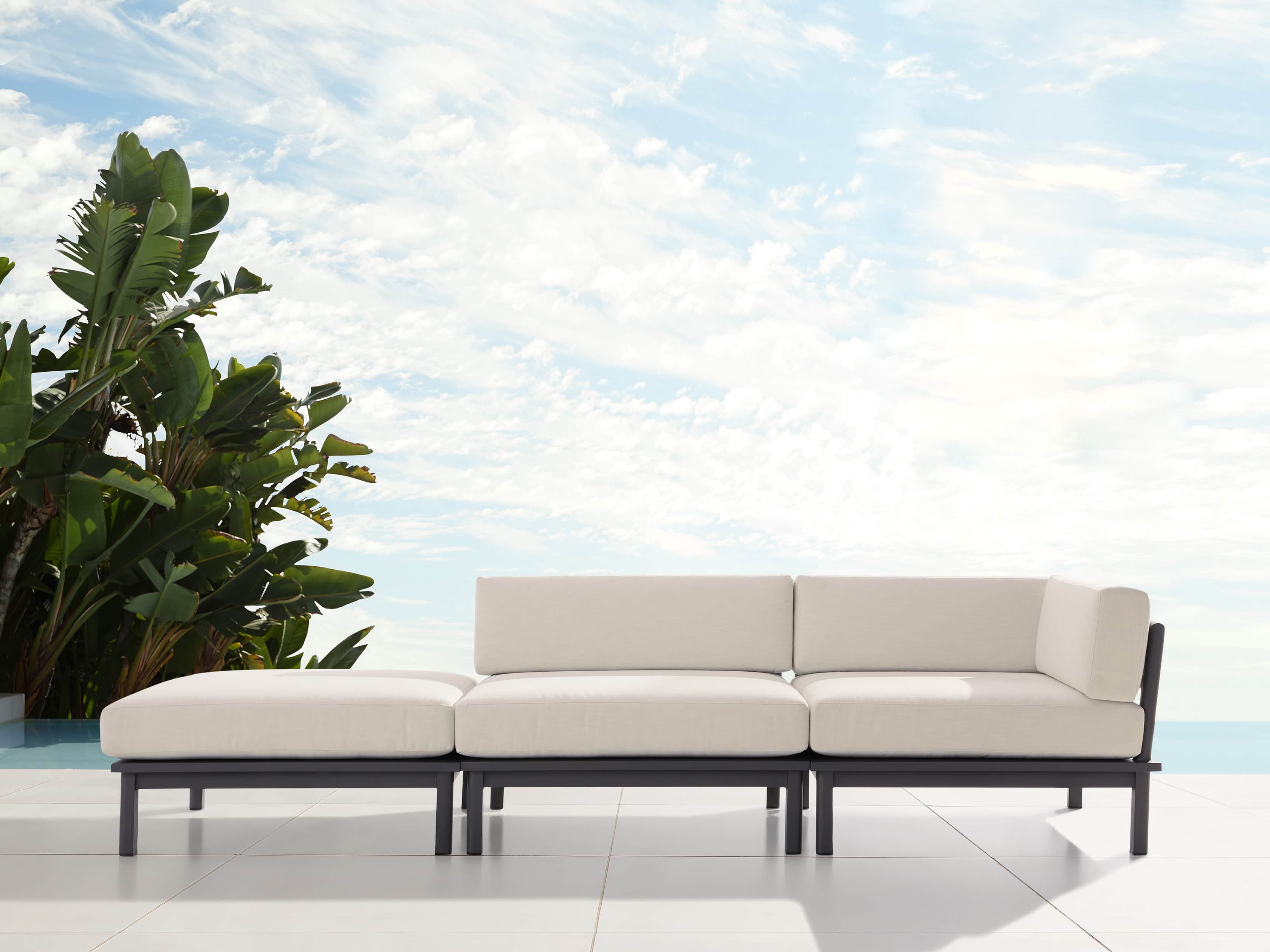 Costa Outdoor 114.5" Aluminum Three Piece Sectional, slide 1 of 5
