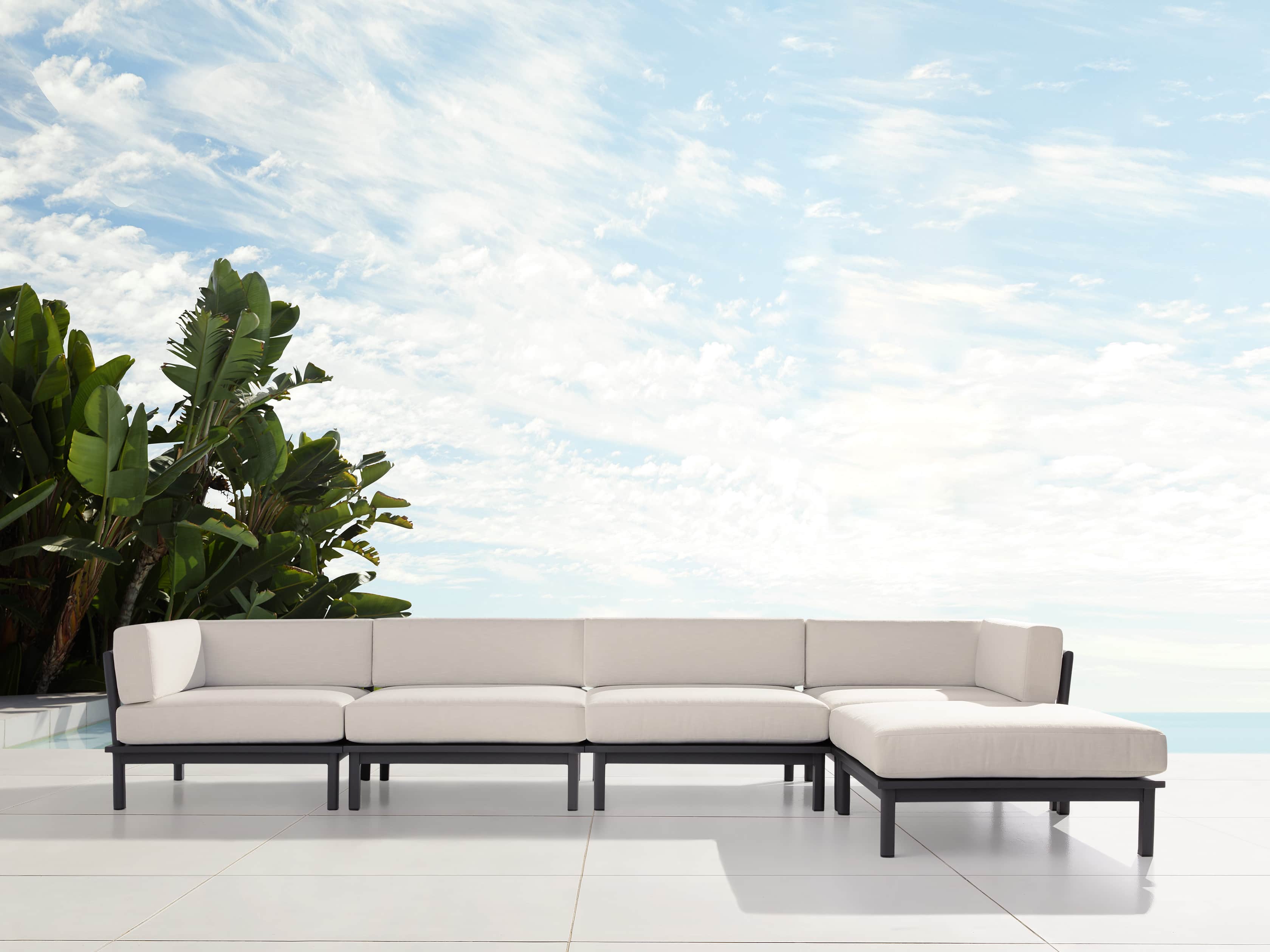 Costa Outdoor 153" Aluminum Five Piece Sectional, slide 1 of 4