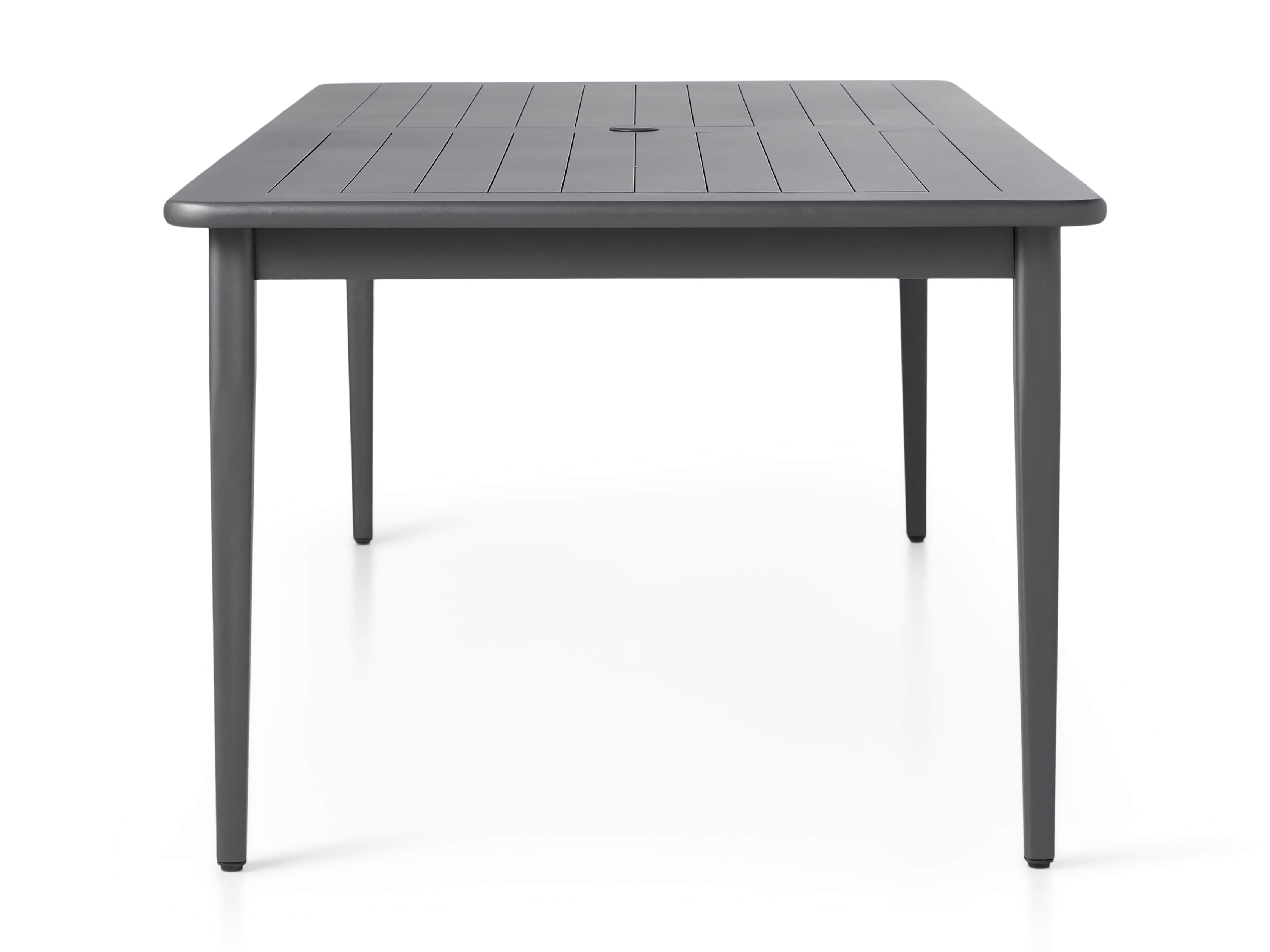 black aluminum dining table