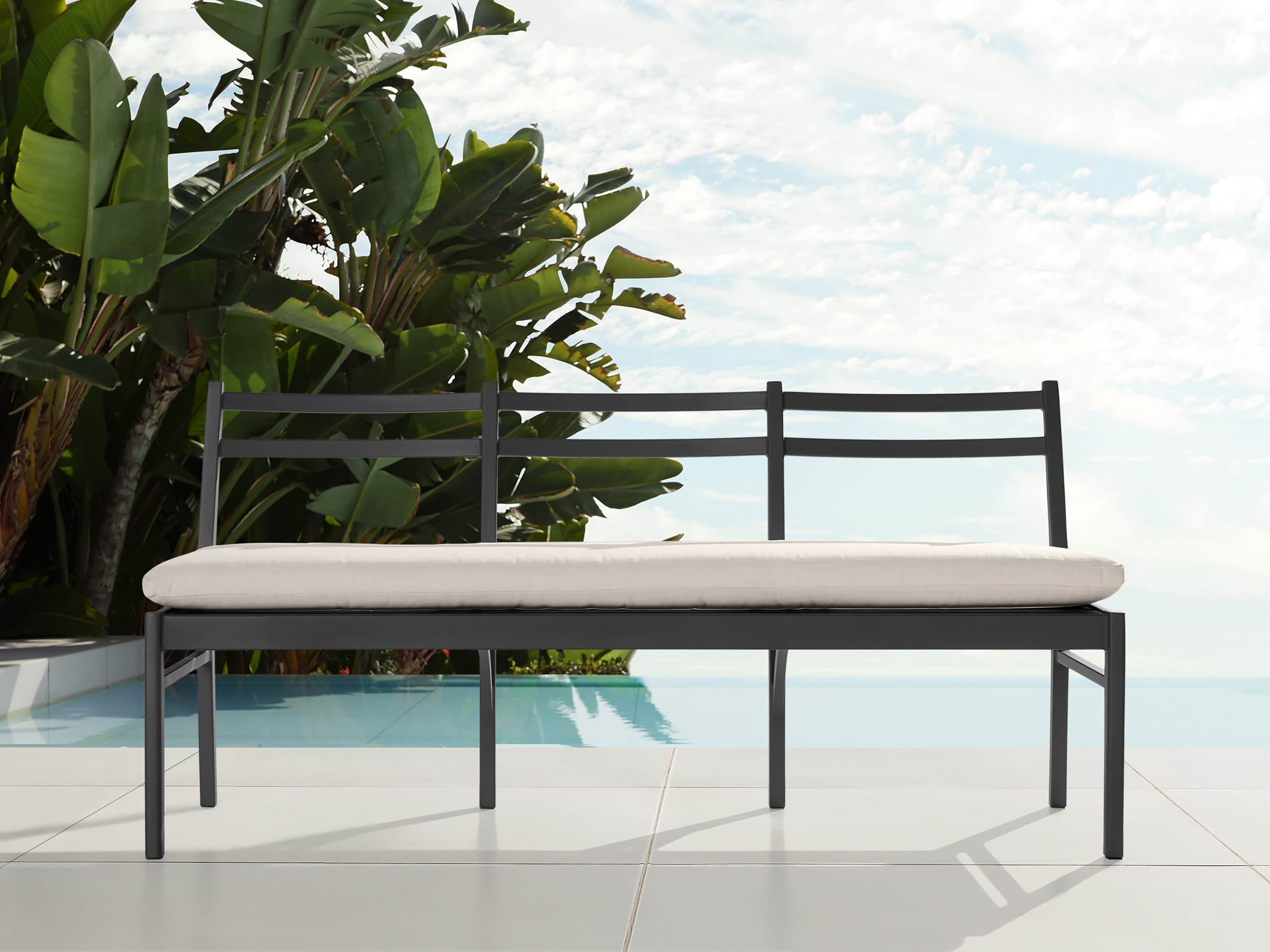 Costa Outdoor 74" Aluminum Dining Bench, slide 1 of 6