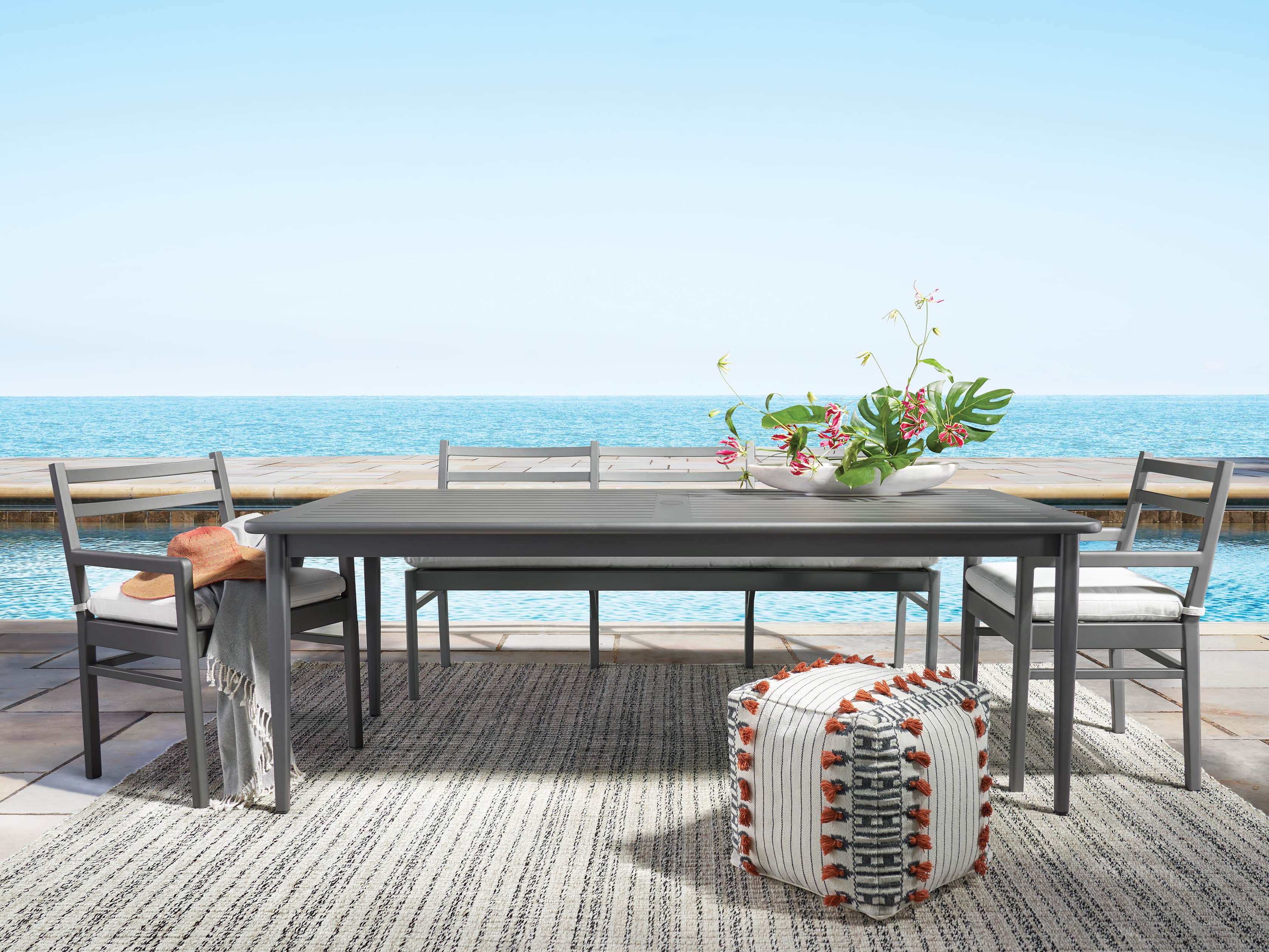 Costa Outdoor 74" Aluminum Dining Bench, slide 2 of 6