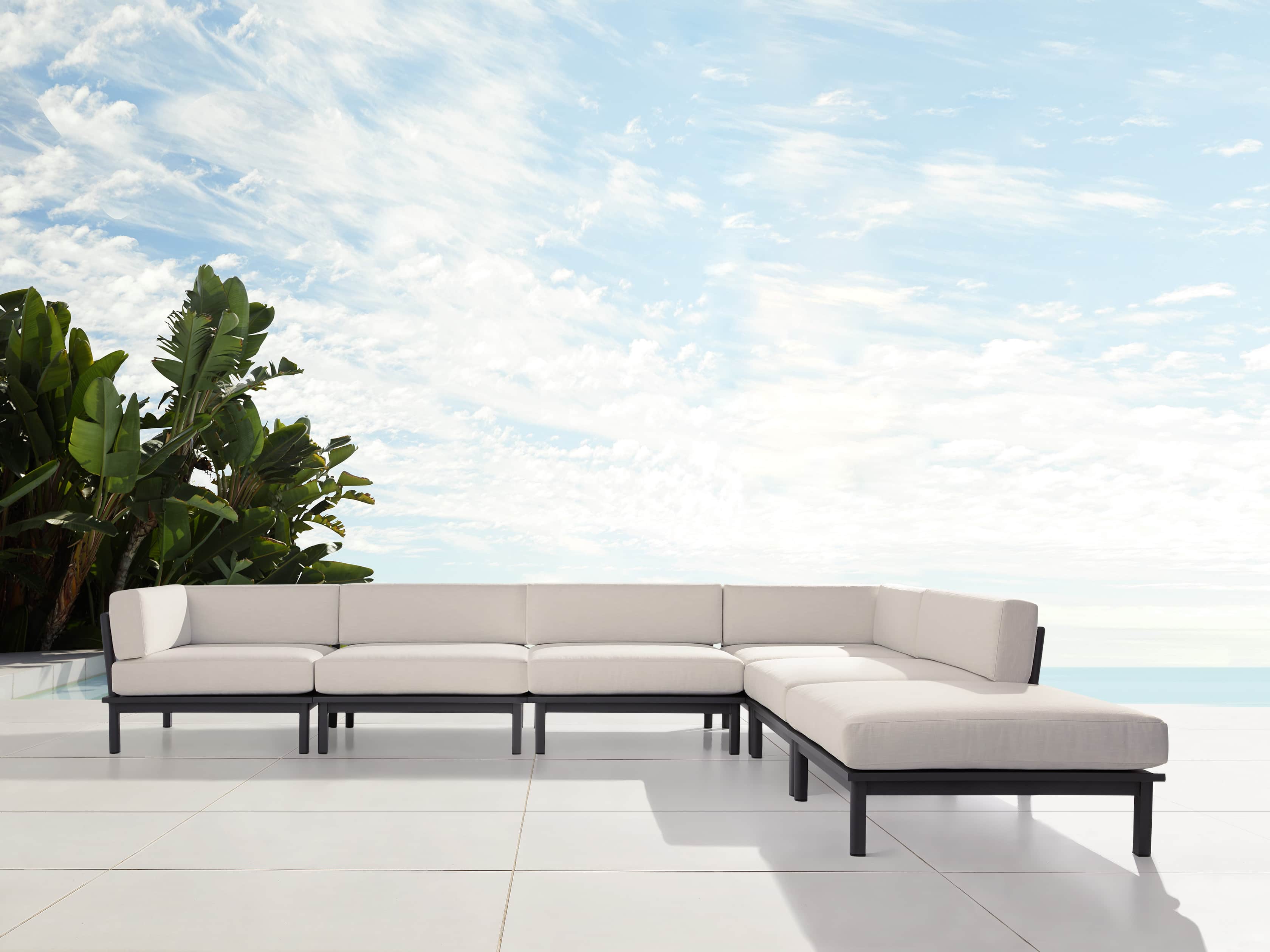 Costa Outdoor 153" Aluminum Six Piece L Sectional, slide 1 of 4