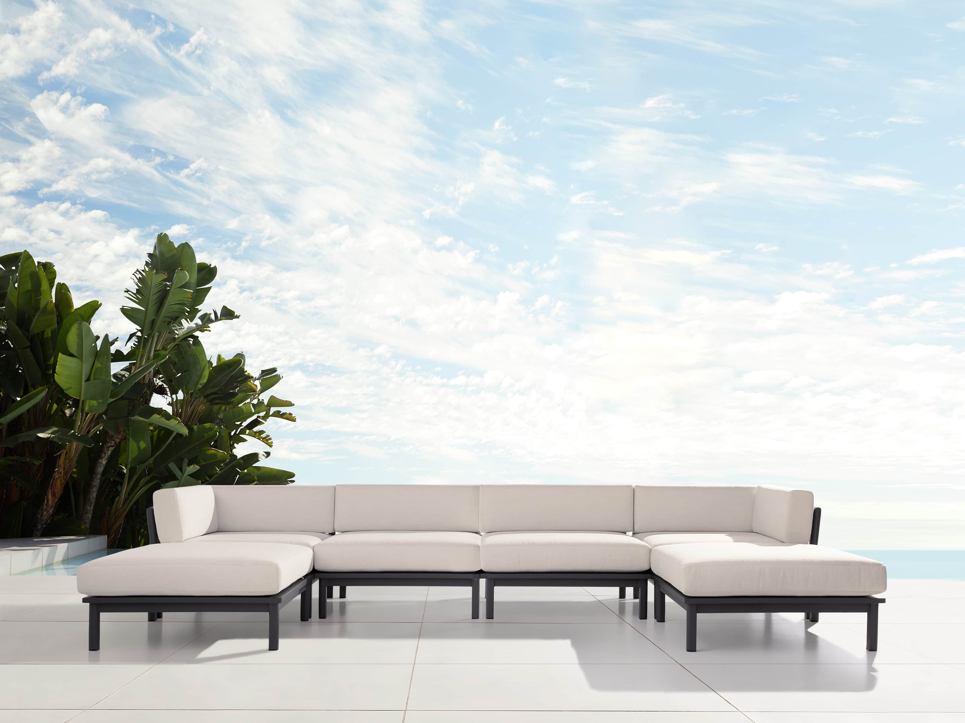 Costa Outdoor 153" Aluminum Six Piece U Sectional, slide 1 of 3