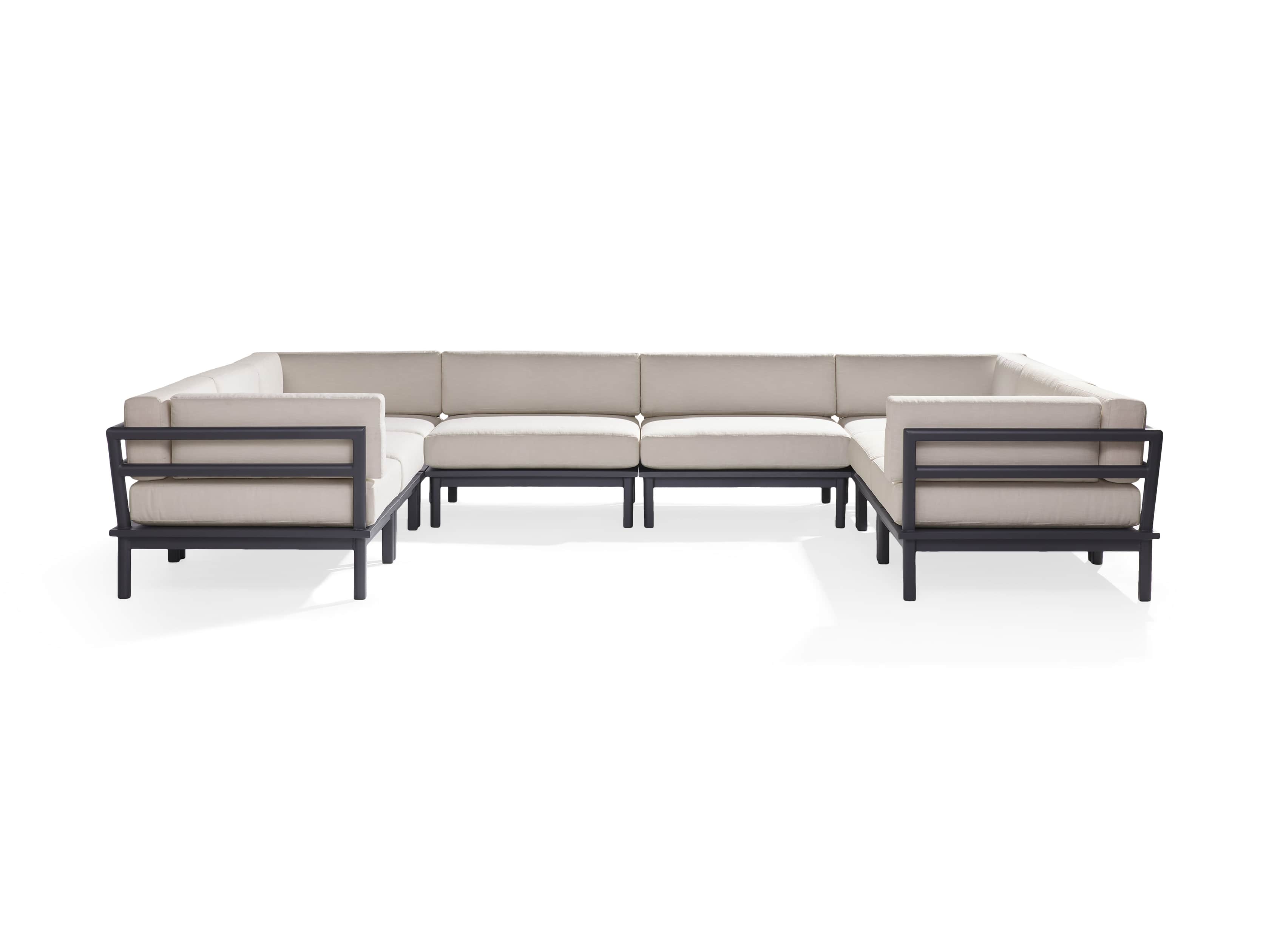Costa Outdoor 153" Aluminum Eight Piece U Sectional, slide 2 of 5
