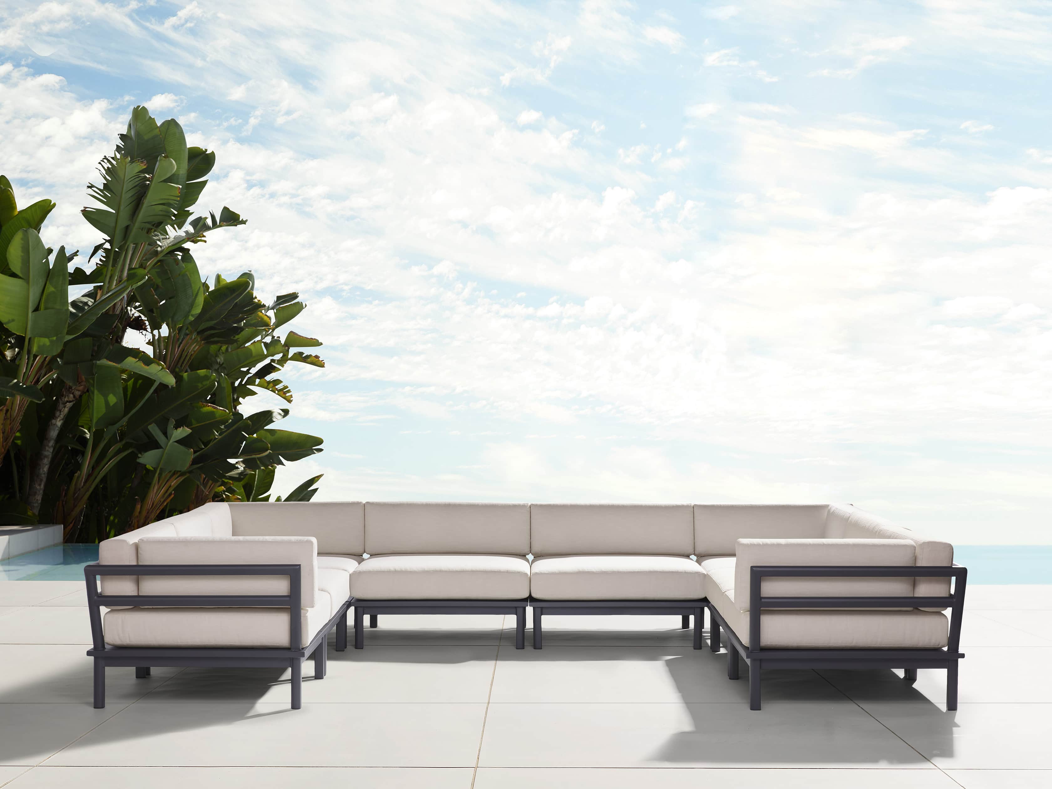 Costa Outdoor 153" Aluminum Eight Piece U Sectional, slide 1 of 5