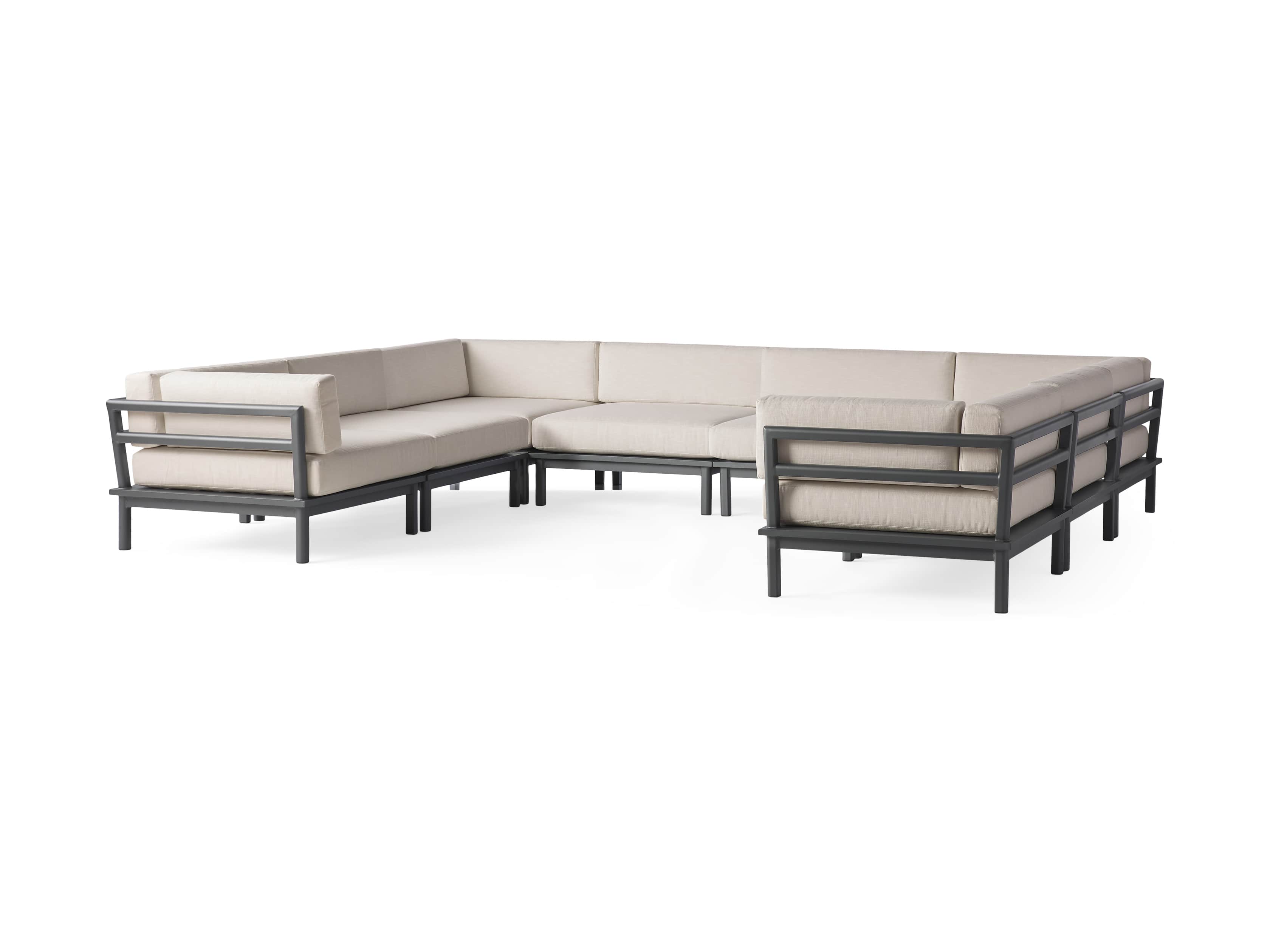 Costa Outdoor 153" Aluminum Eight Piece U Sectional, slide 3 of 5