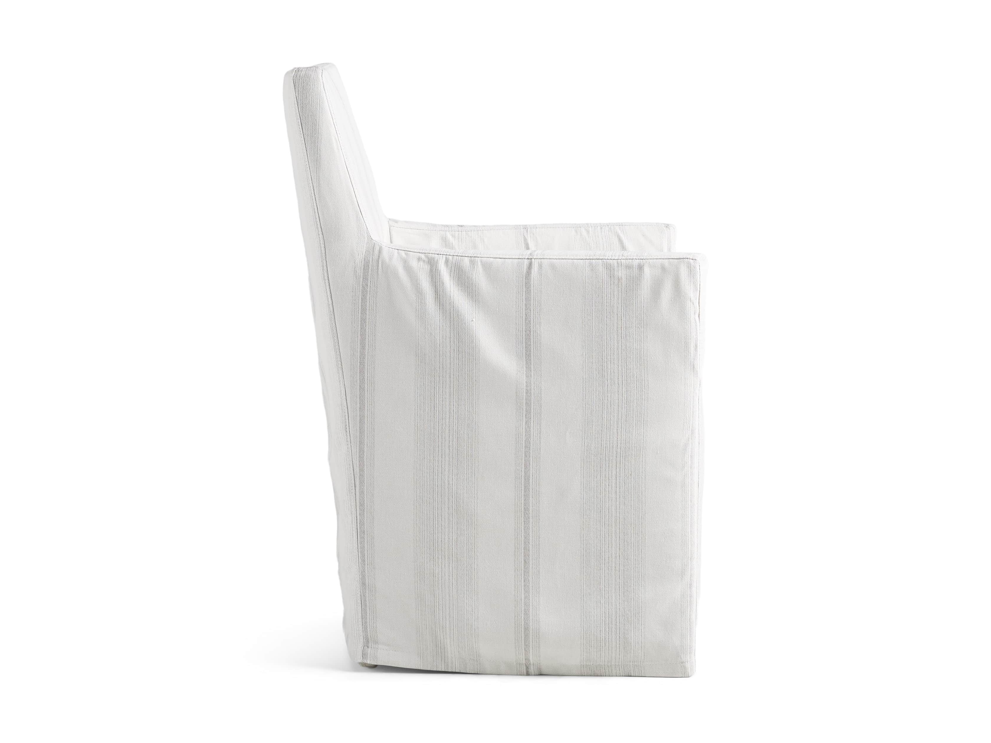 Devon Outdoor 22" Slipcovered Dining Arm Chair in Modena Snow