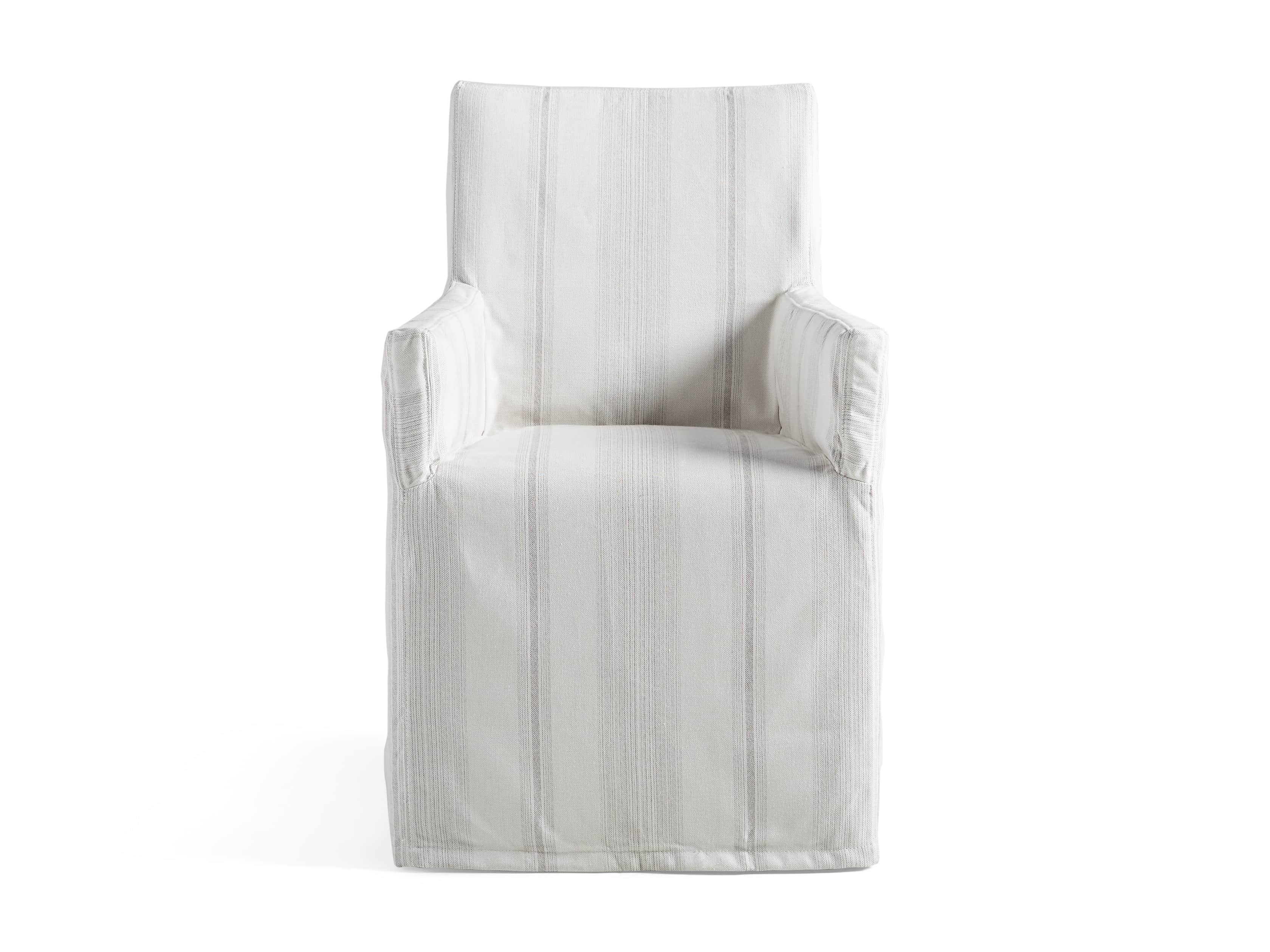 Devon Outdoor 22" Slipcovered Dining Arm Chair in Modena Snow