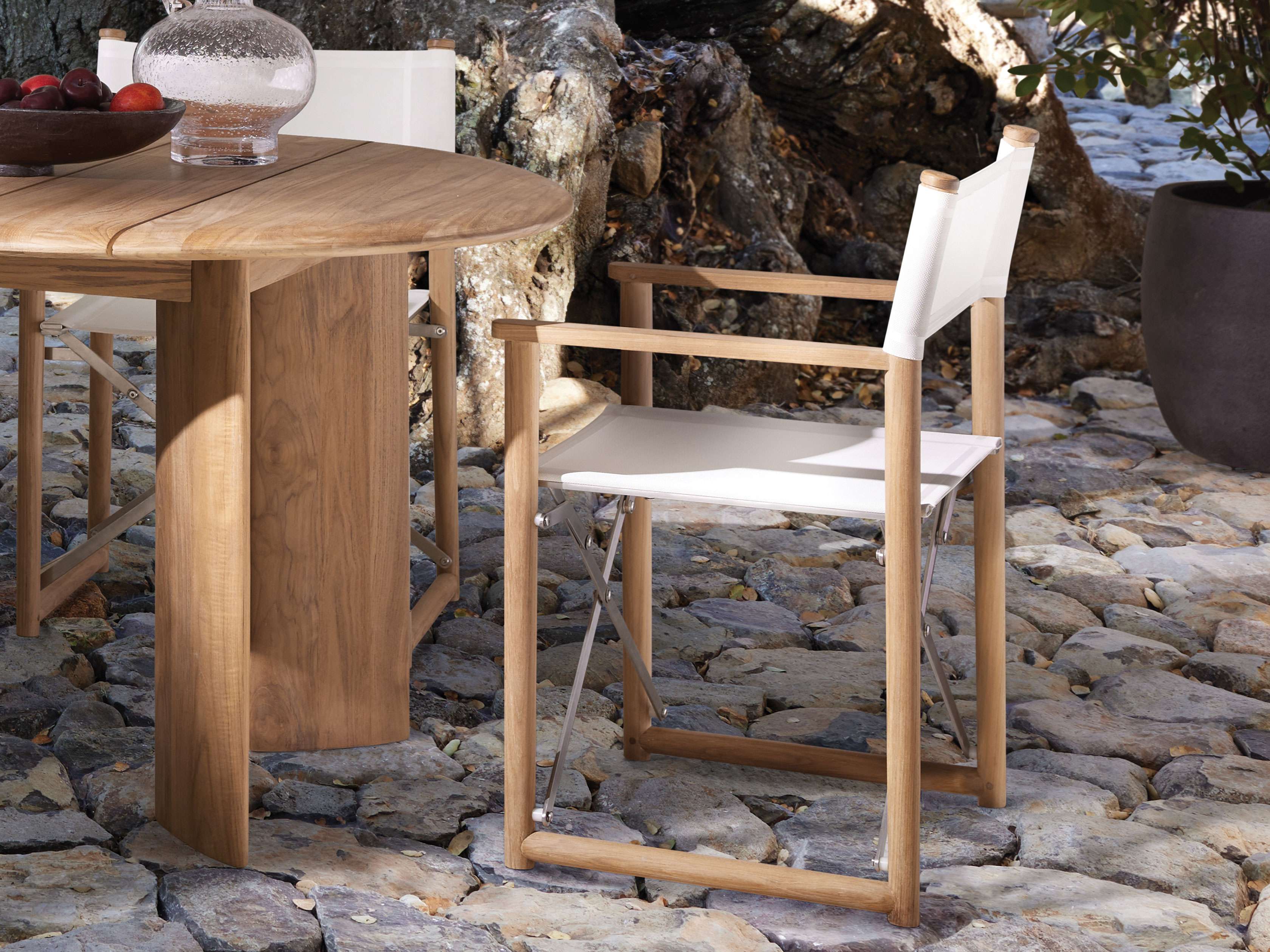 Director s Outdoor Dining Arm Chair in Natural White