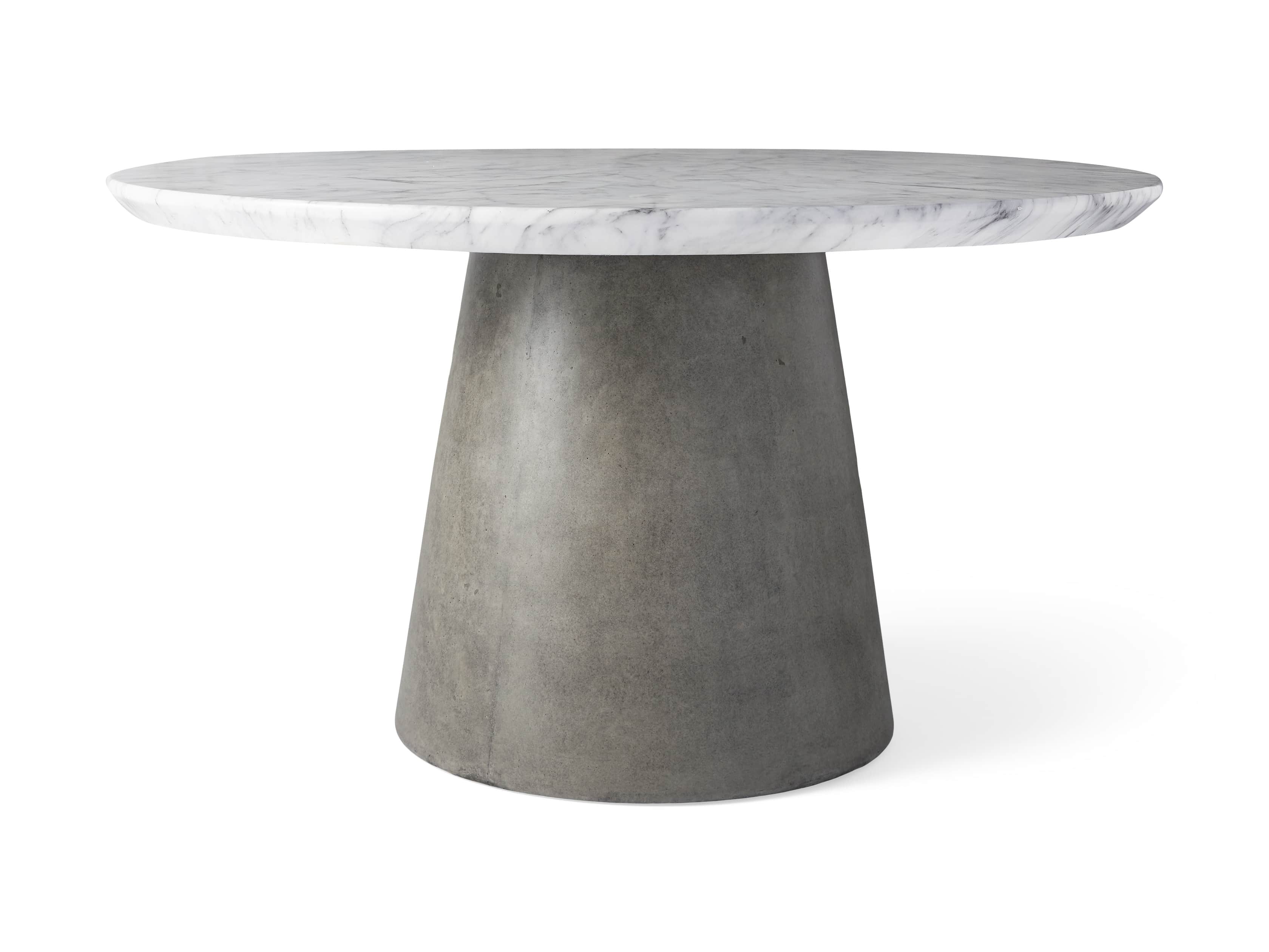 Edgewater Outdoor 54" Stone Dining Table in White Faux Marble/greystone, slide 3 of 6
