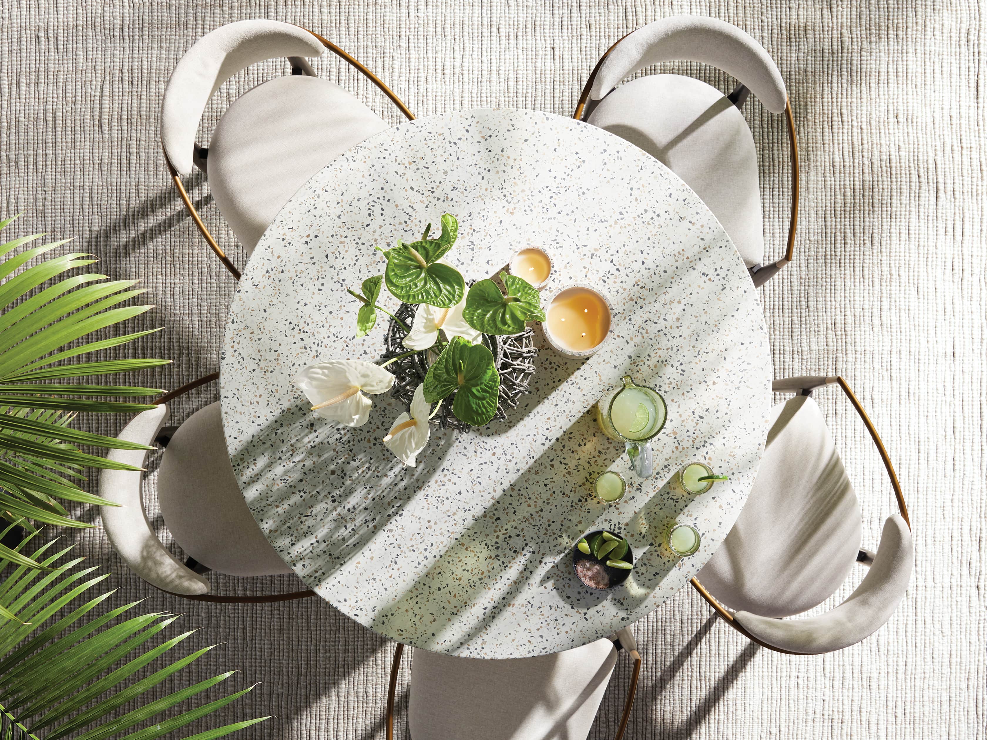 Edgewater Outdoor 54" Stone Dining Table in Natural Terrazzo/greystone, slide 6 of 7