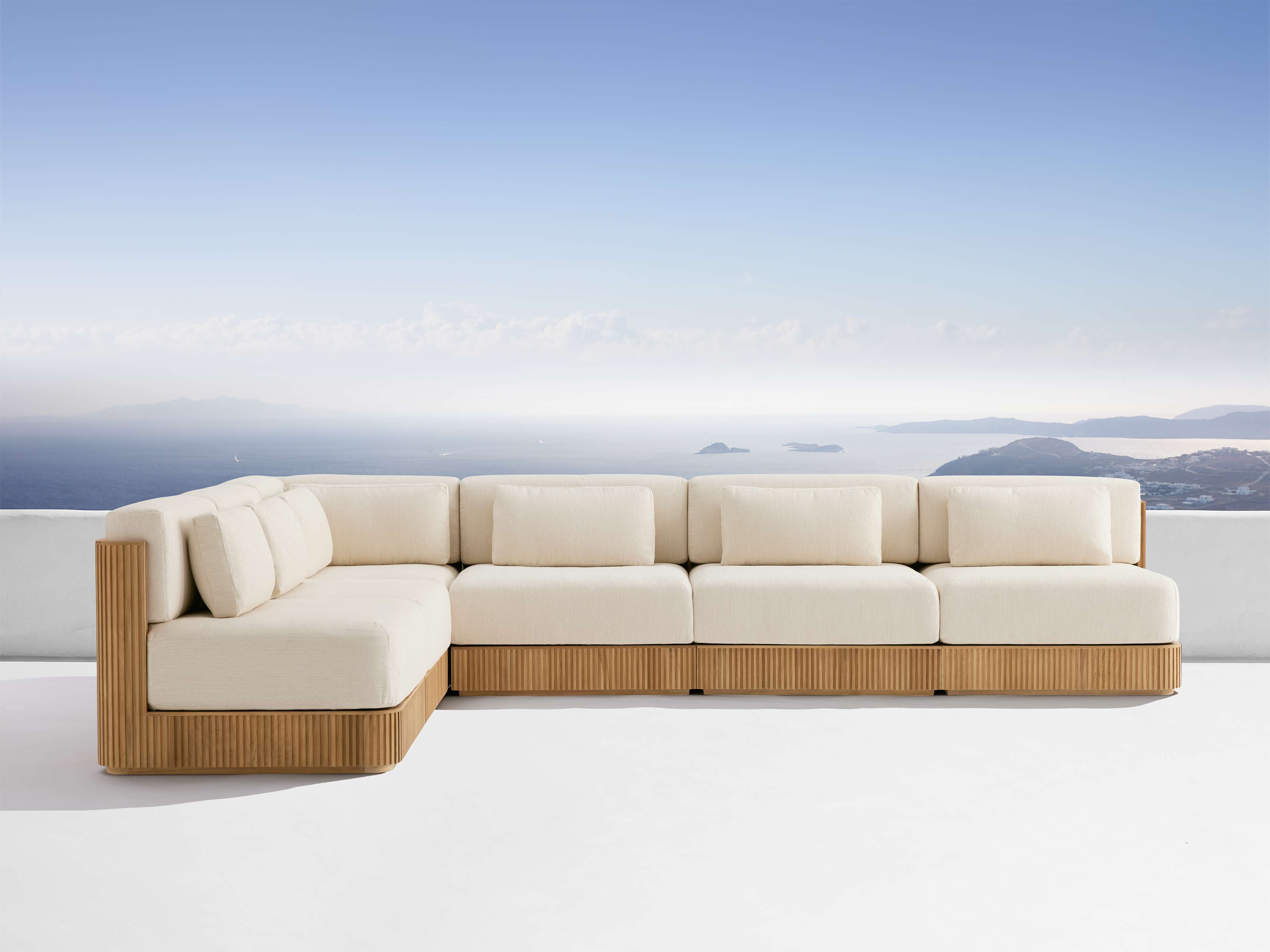 Beaumont Outdoor Teak Six-Piece Sectional