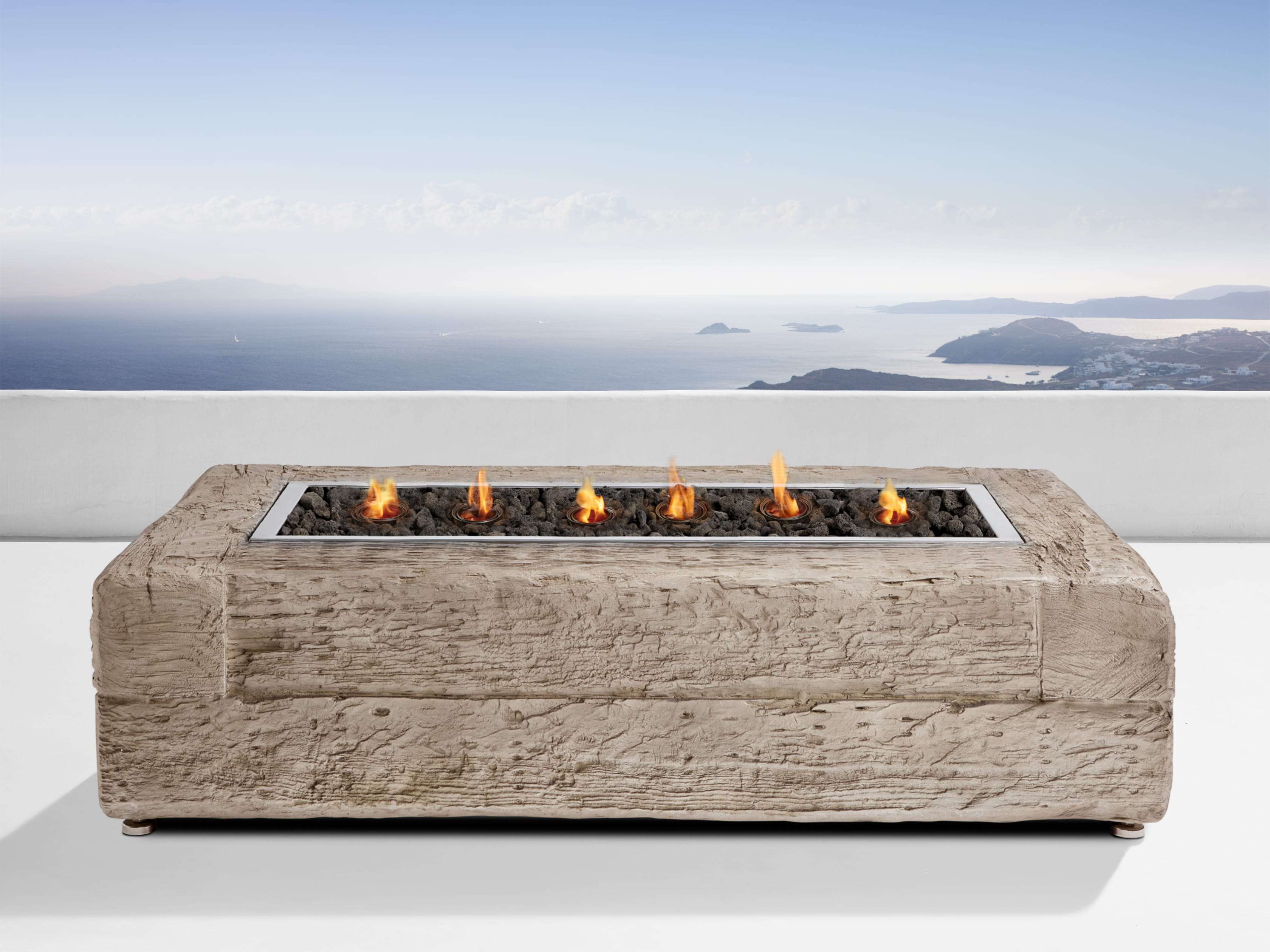 Natural Log Rectangle Outdoor Fire, Natural Gas Fire Pit Logs