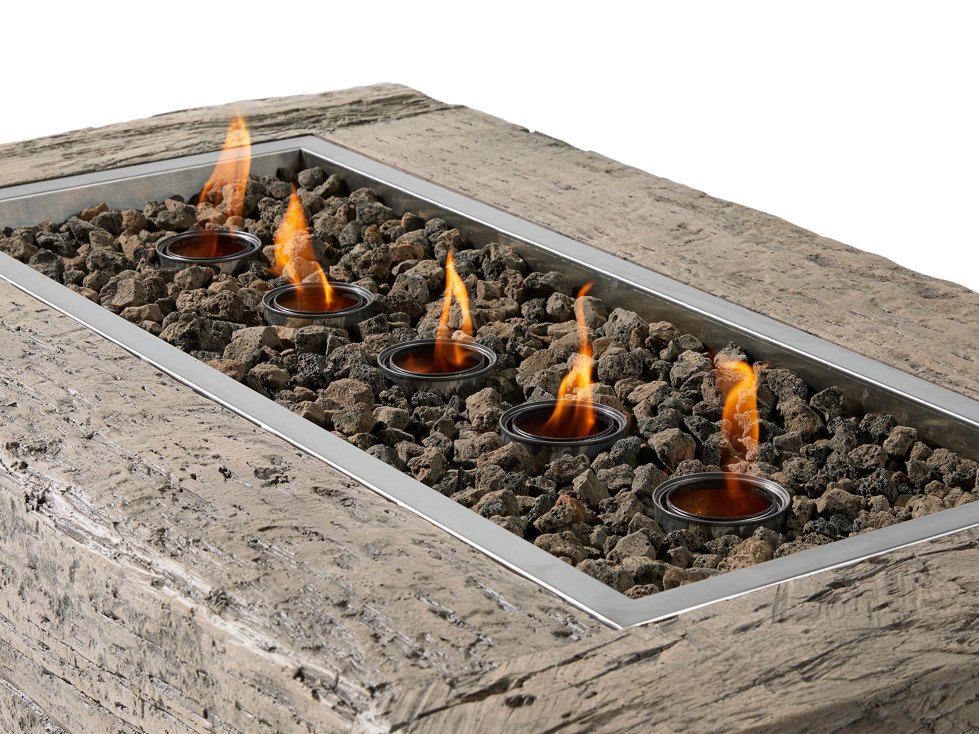 Natural Log 53" Rectangle Outdoor Fire Table, slide 3 of 9