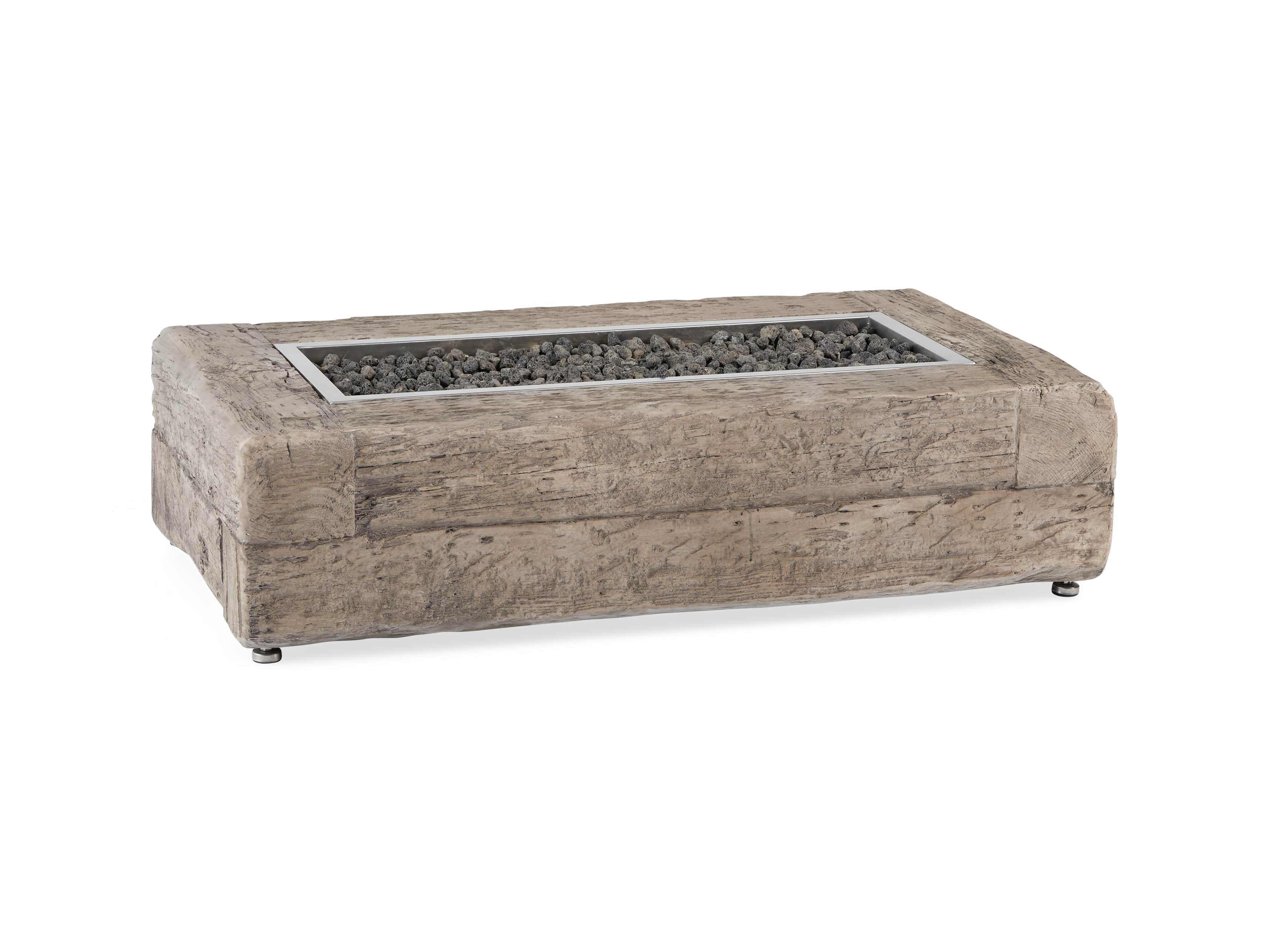 Natural Log Rectangle Outdoor Fire Table, slide 4 of 9