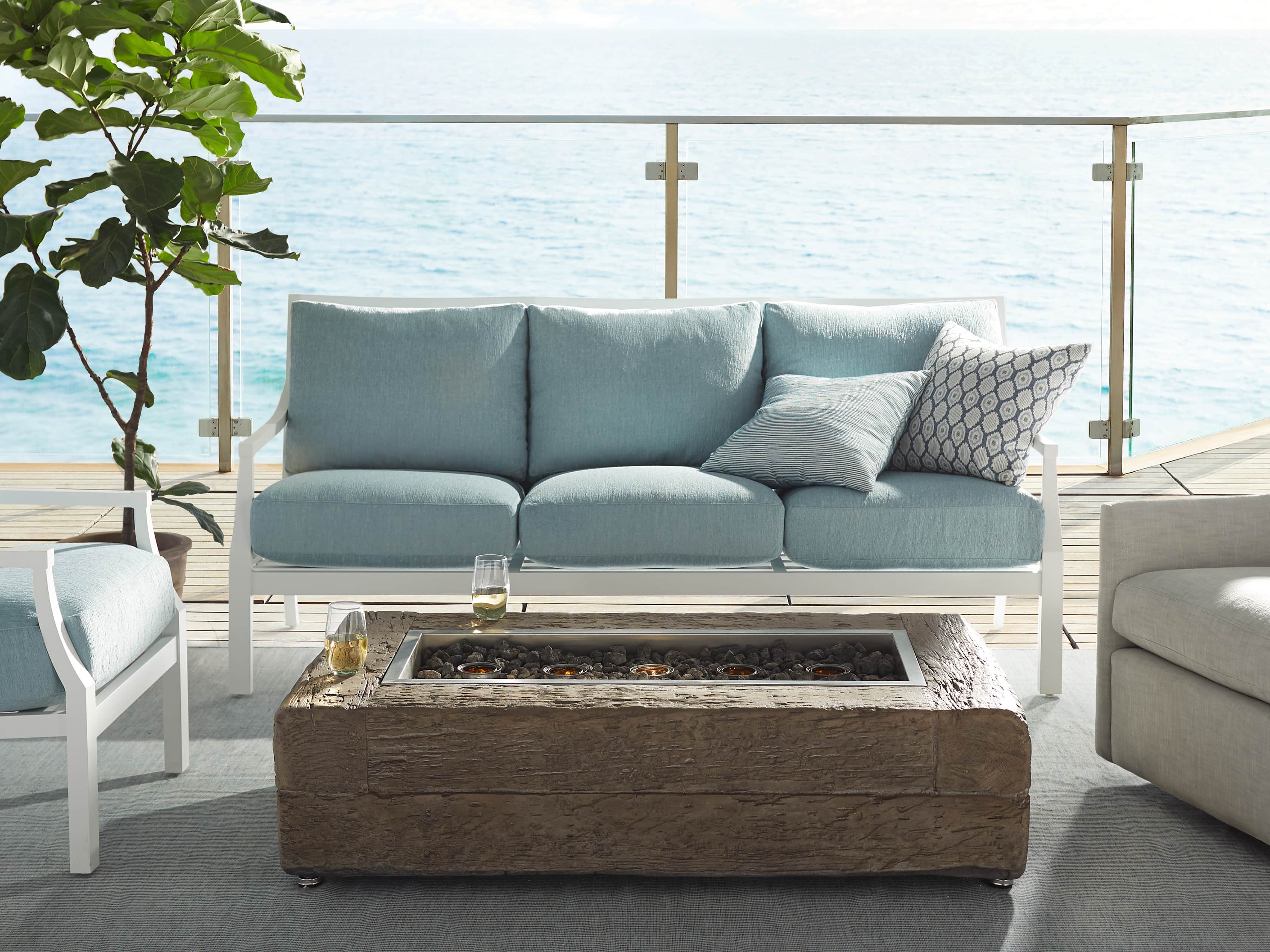 Natural Log Rectangle Outdoor Fire Table, slide 8 of 9