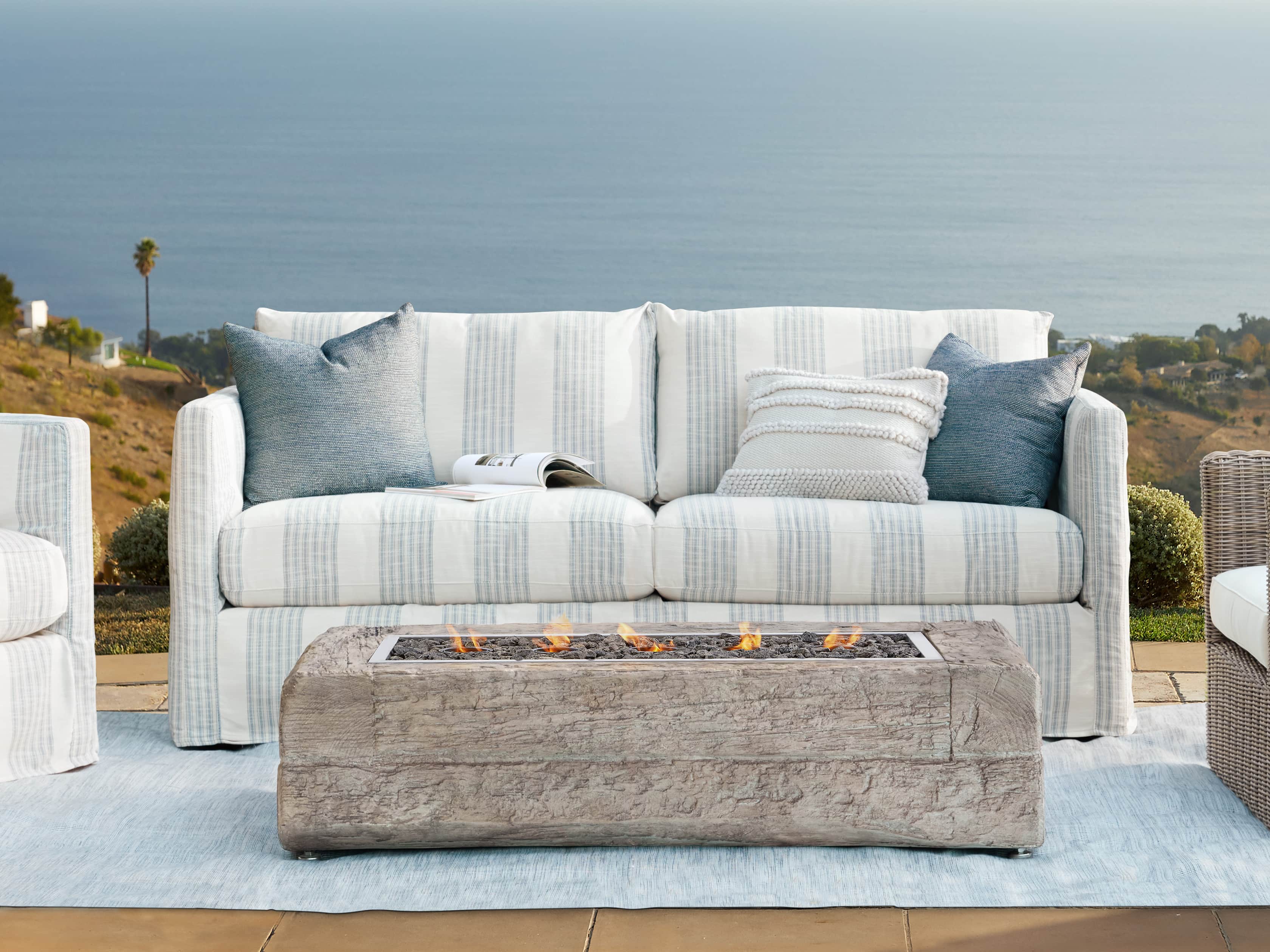 Natural Log Rectangle Outdoor Fire Table, slide 9 of 9