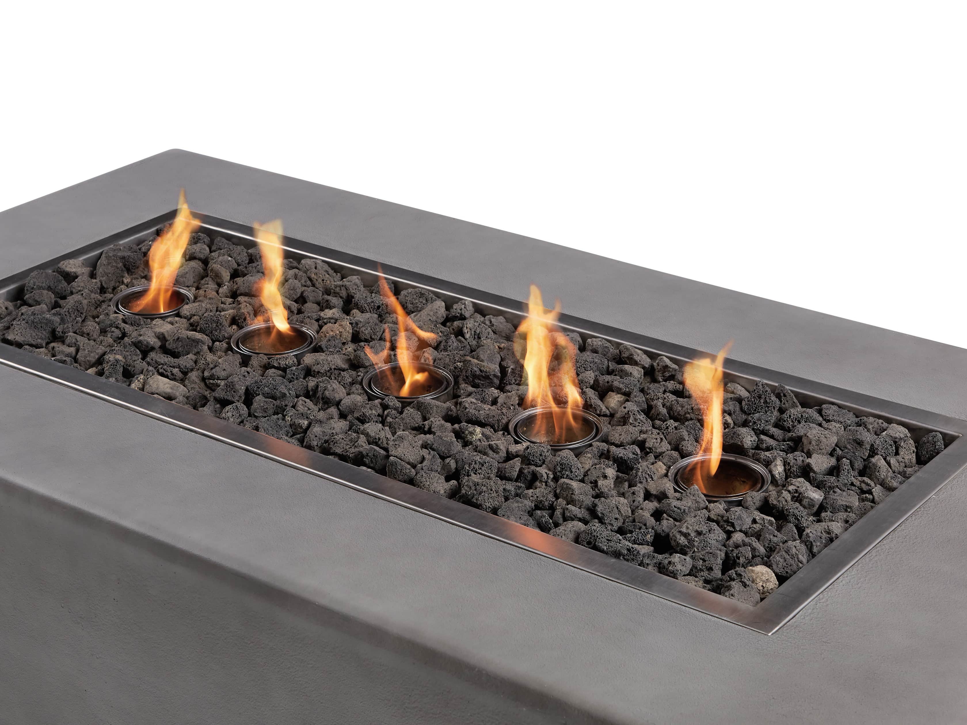 Light Grey Rectangle Outdoor Concrete Fire Table Arhaus