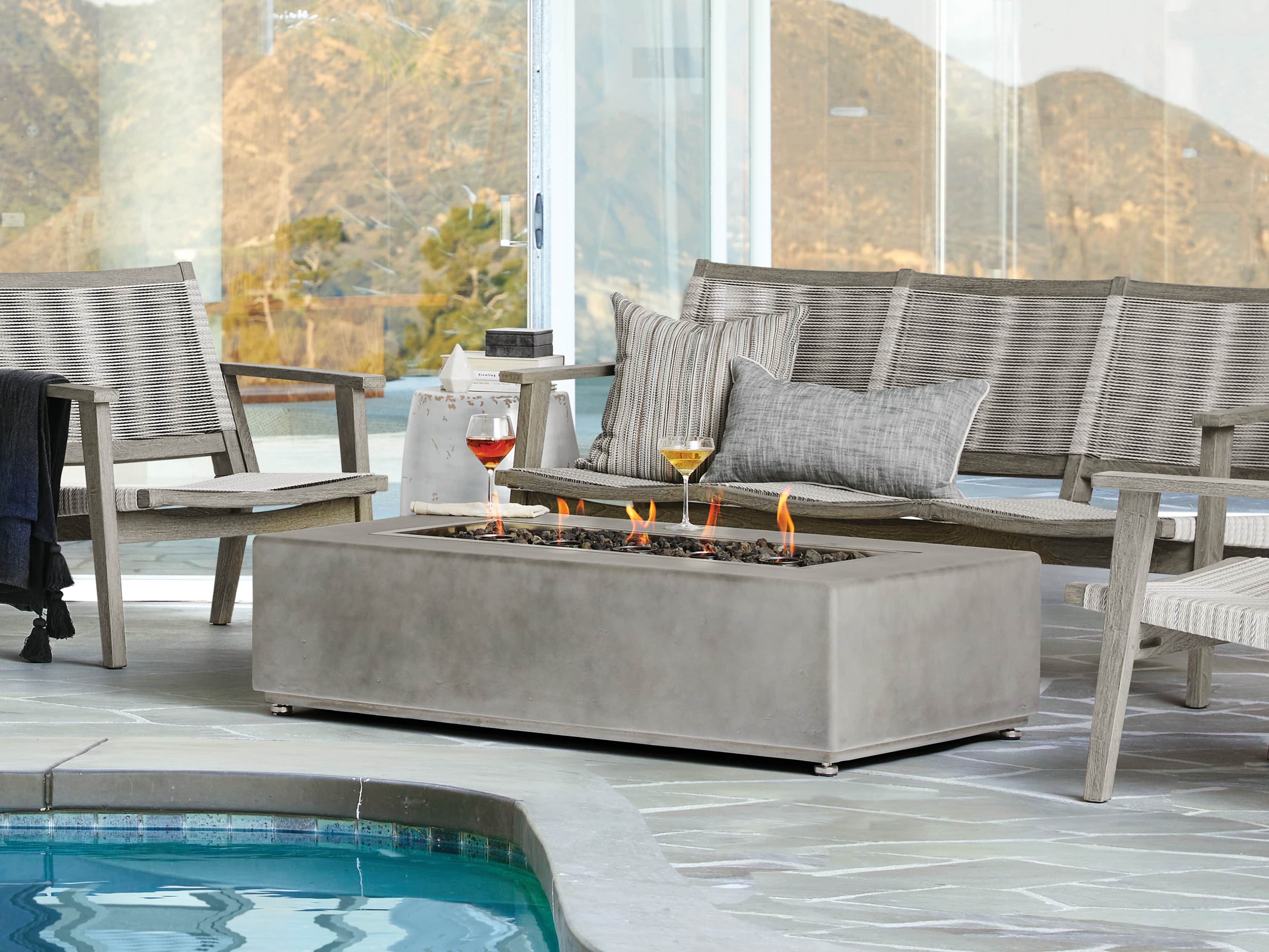 Outdoor 53" Concrete Light Grey Fire Pit, slide 1 of 9