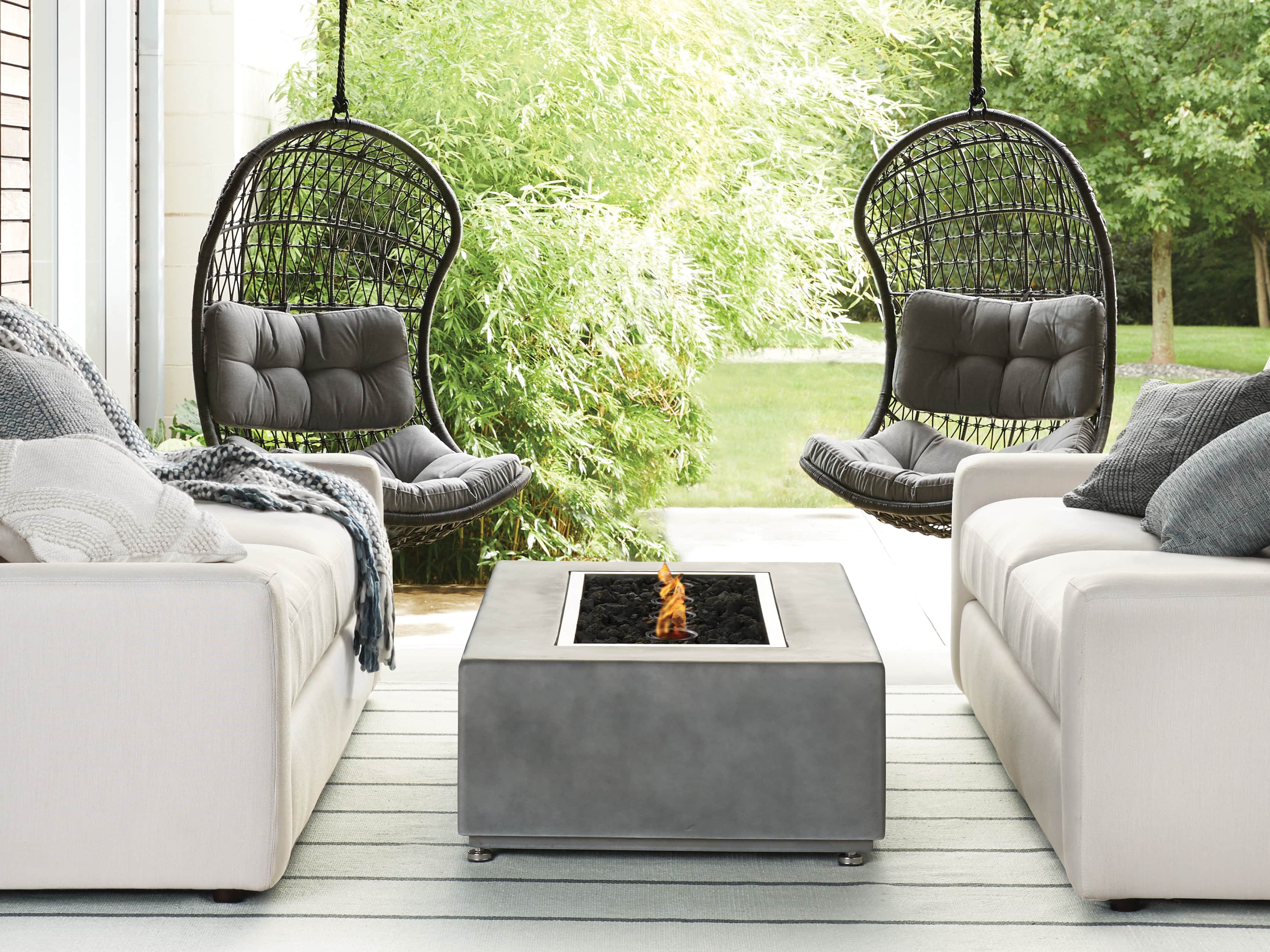 Outdoor 53" Concrete Light Grey Fire Pit, slide 10 of 10