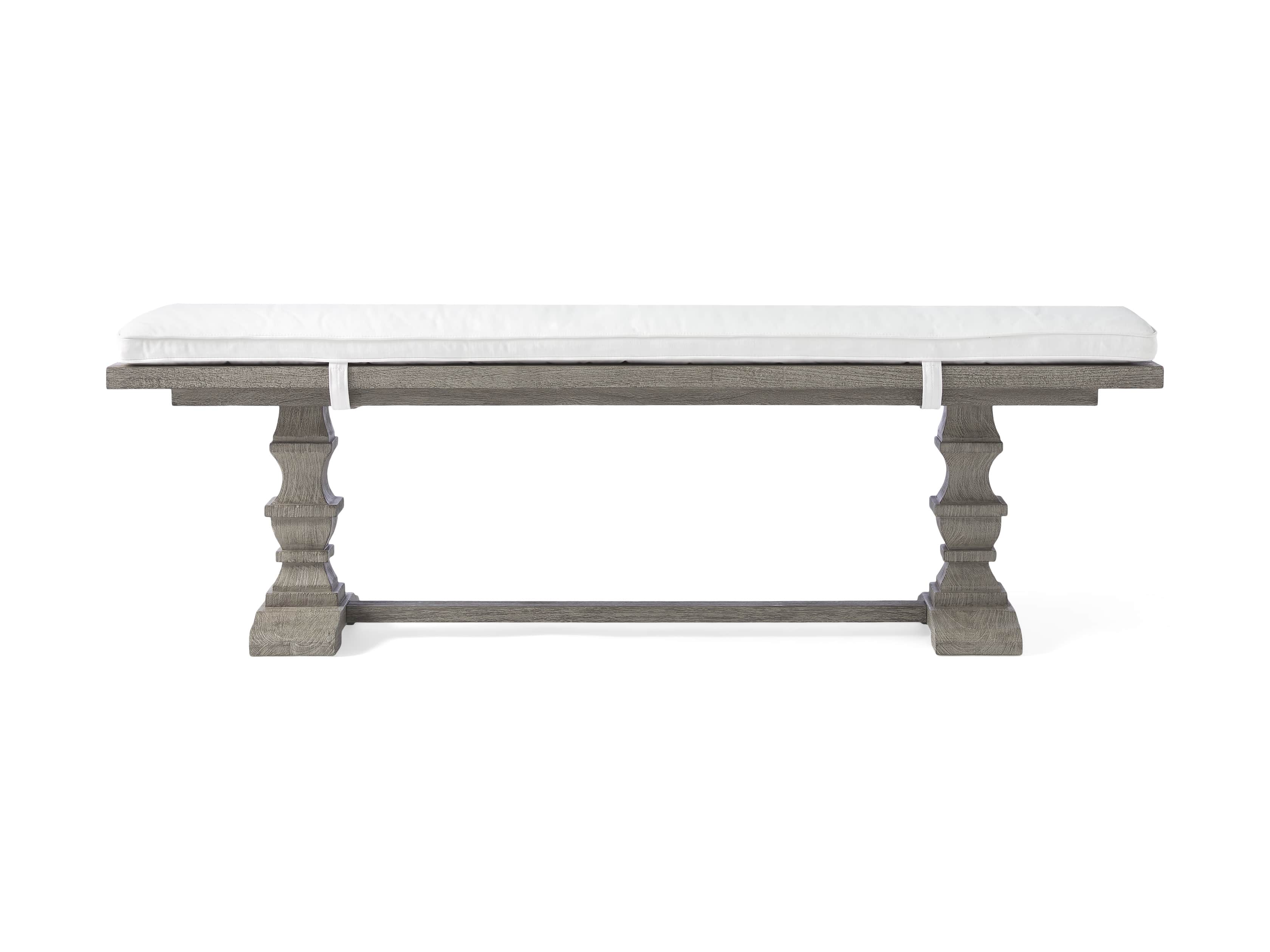 Hamptons Outdoor 66" Dining Bench in Driftwood Grey, slide 2 of 4