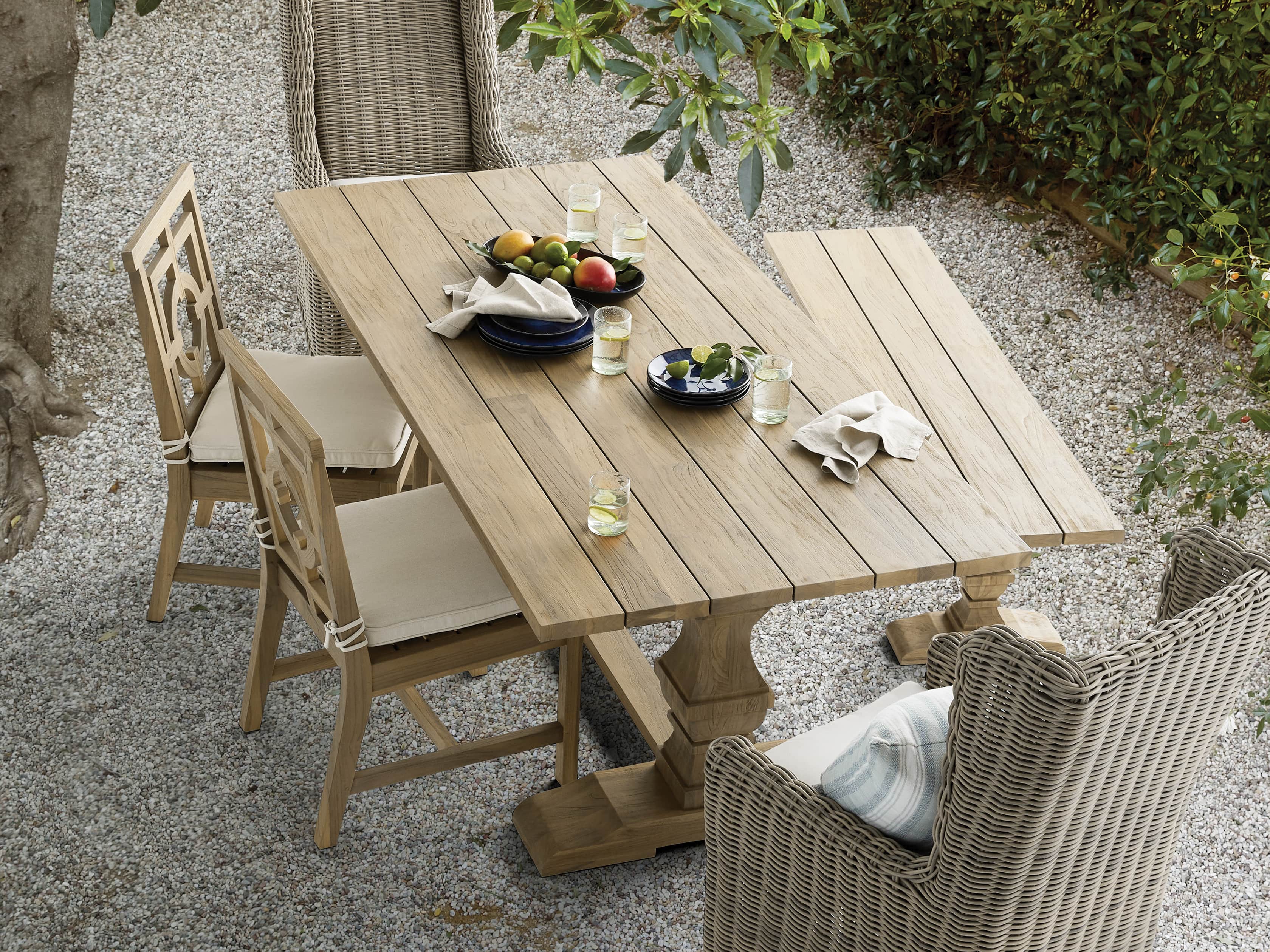 Weathered teak dining outlet table