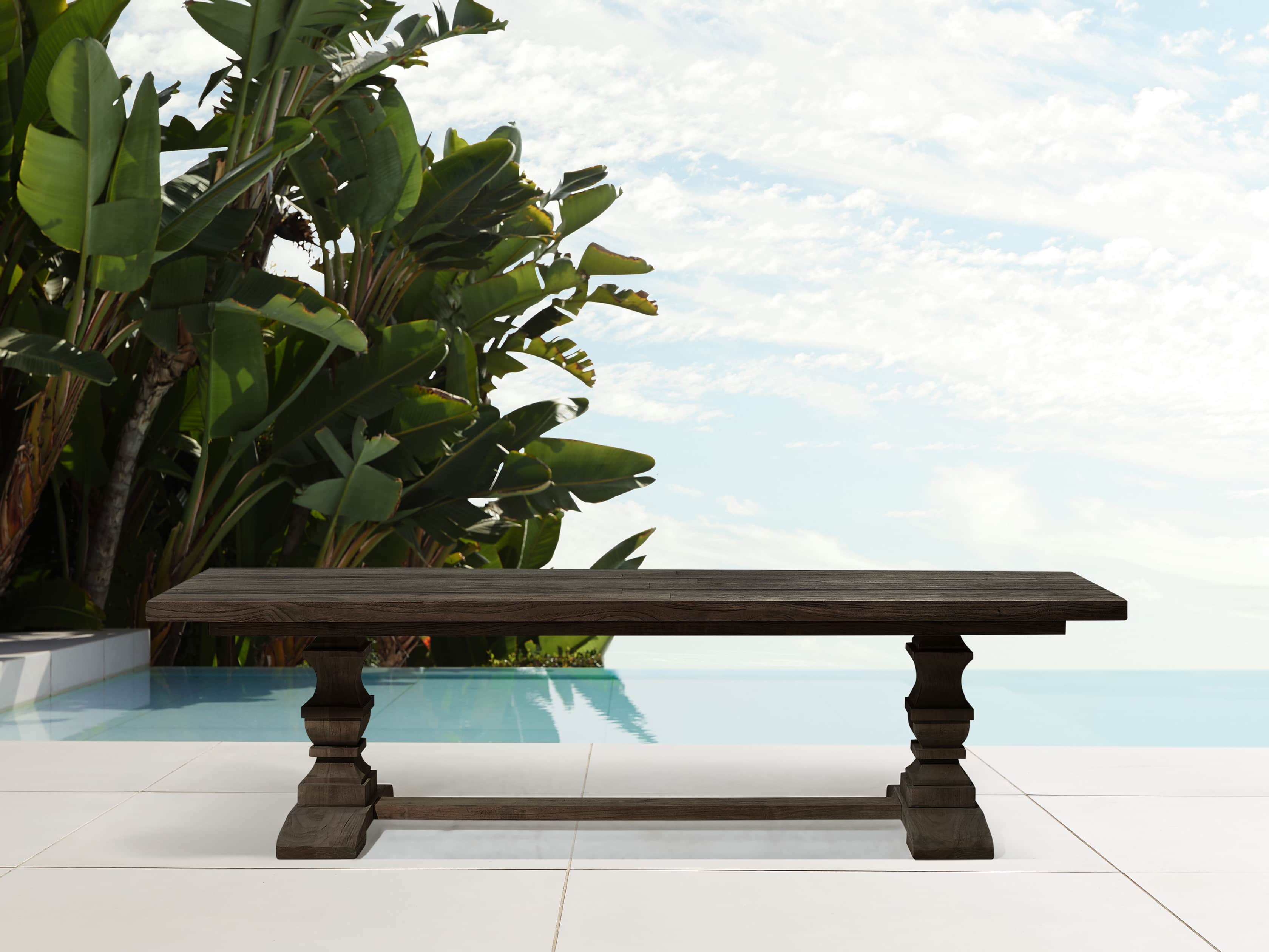Hamptons Outdoor 66" Dining Benches in Truffle Brown, slide 1 of 2