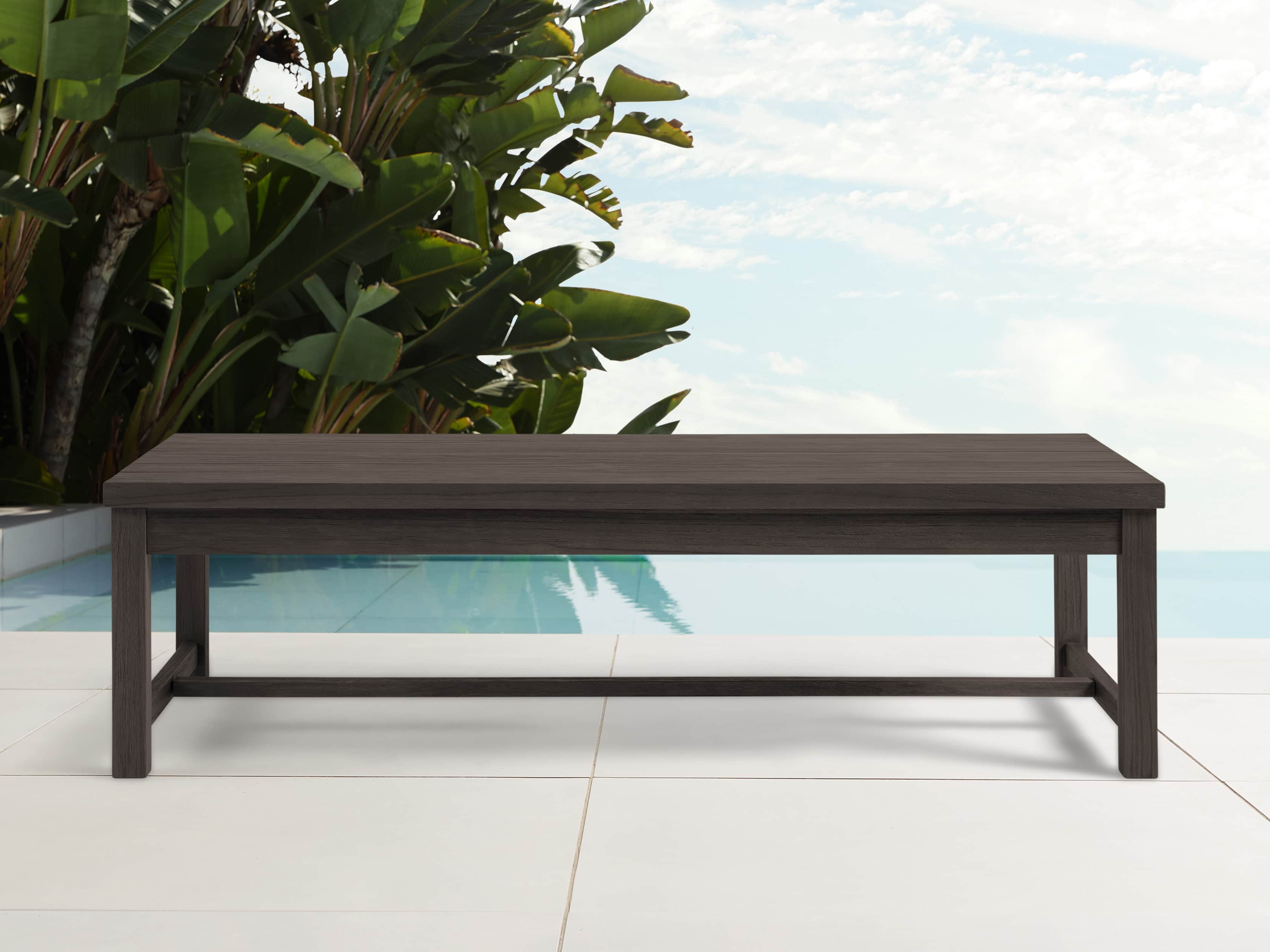 Hampton Outdoor 60" Rectaongle Coffee Table in Truffle Brown, slide 1 of 2