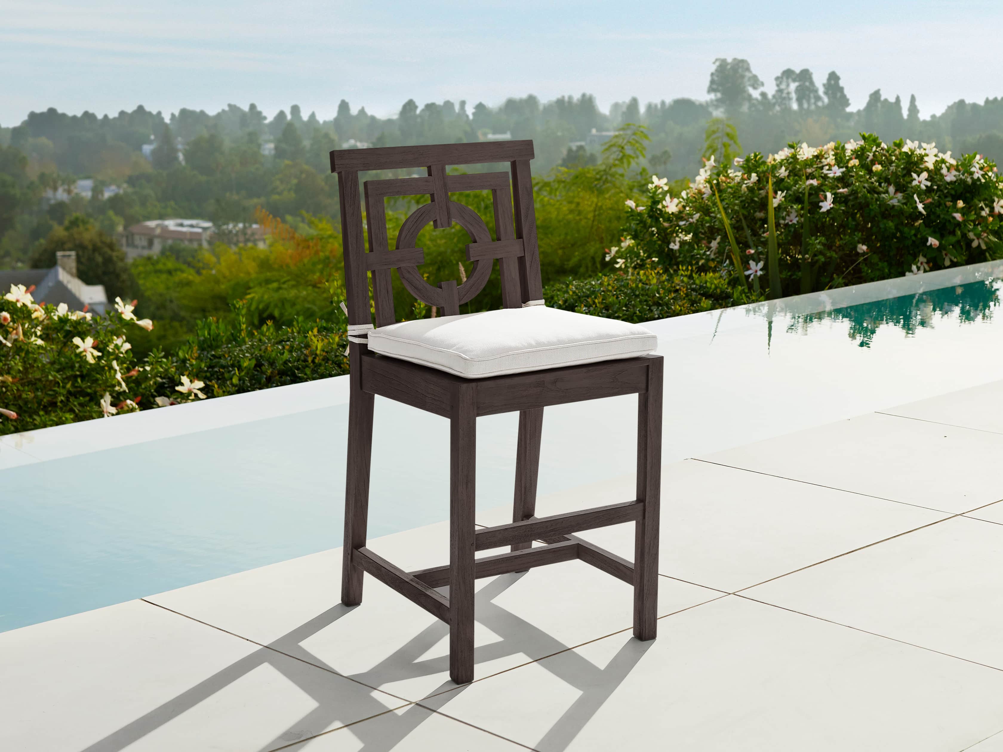 Hamptons Outdoor 21" Counter Stool in Truffle Brown, slide 1 of 5