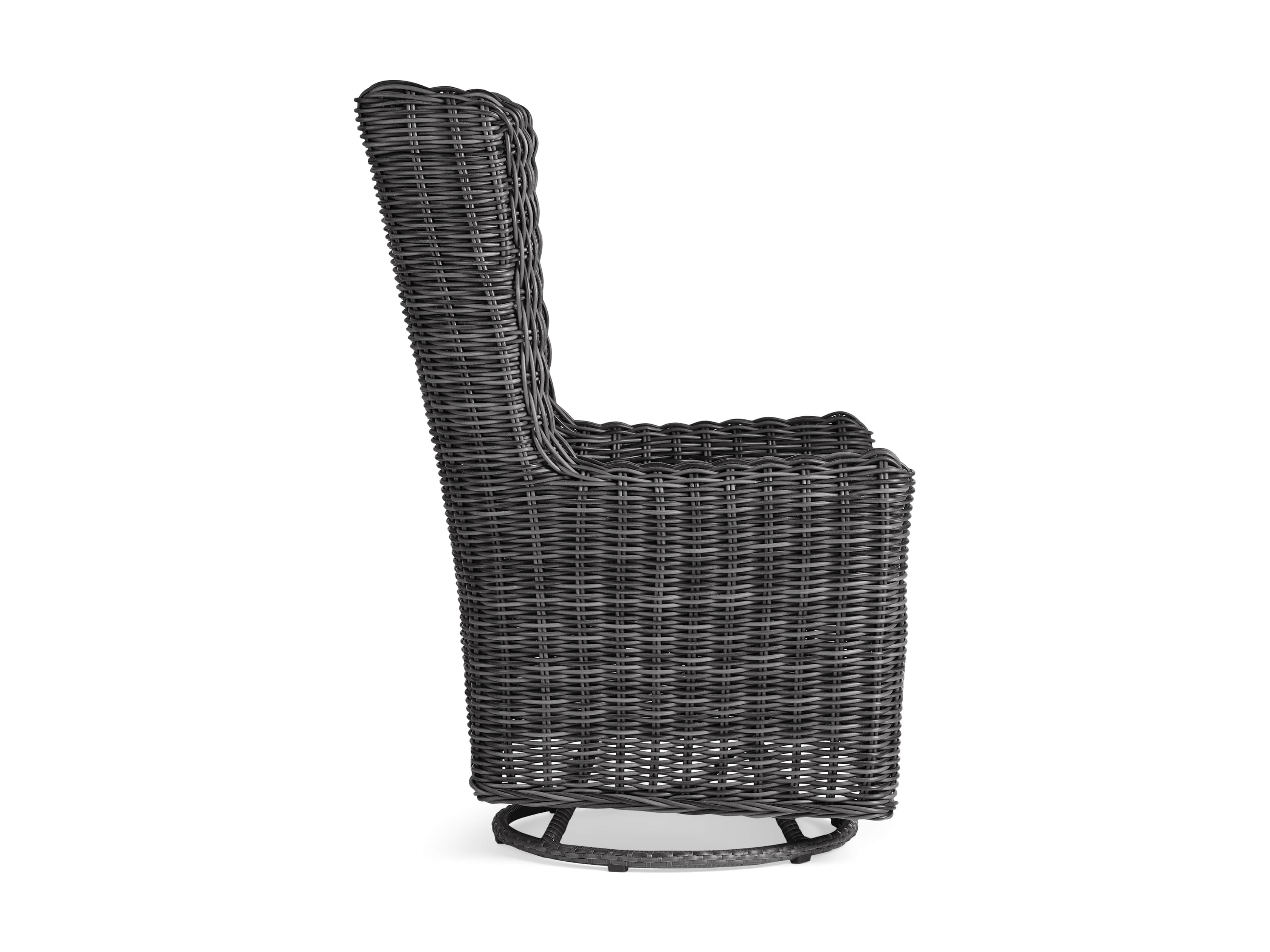 Huntington Outdoor 27" Dining Swivel Chair in Sailcloth Salt and Dark Charcoal, slide 2 of 3
