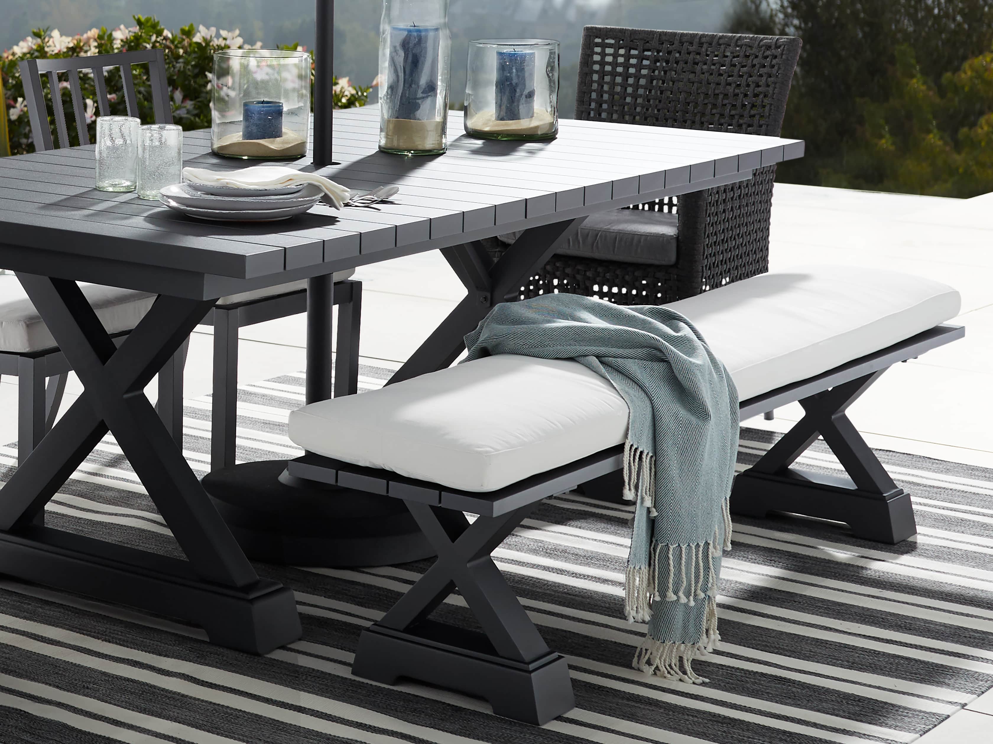 View the Montego Outdoor Dining Bench in Slate